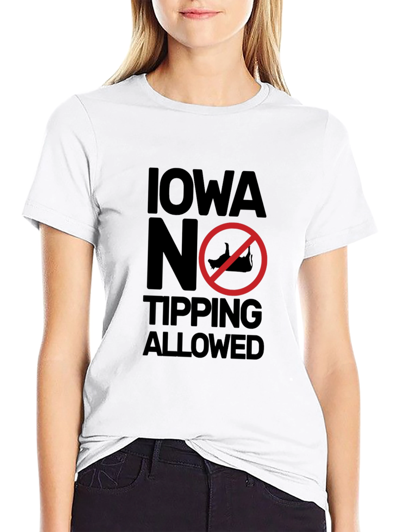 Iowa No Tipping Allowed Black Graphic Tee