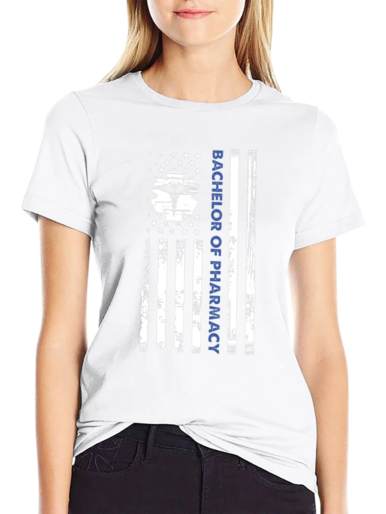 Bachelor of Pharmacy USA Flag Graphic T-Shirt