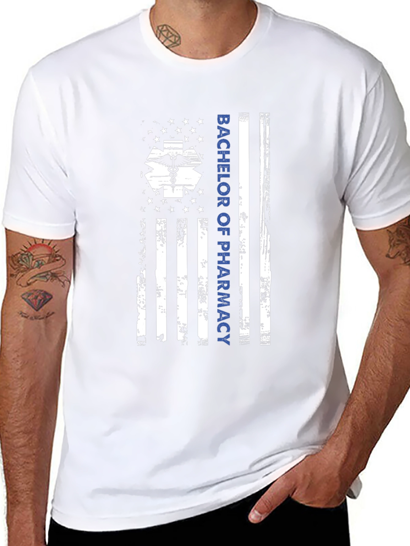 Bachelor of Pharmacy USA Flag Graphic T-Shirt