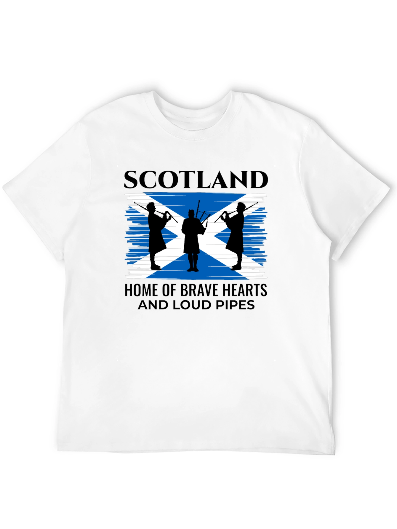 Scotland Flag Bagpipe Mens Graphic T-Shirt