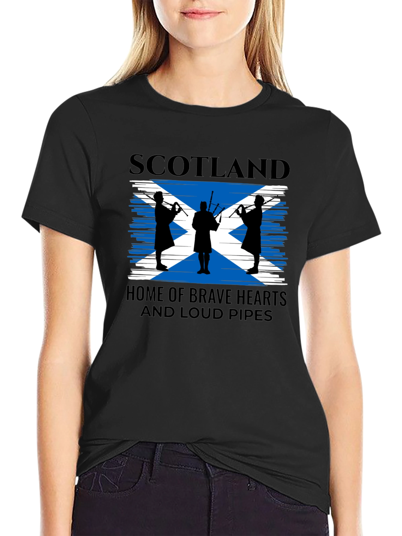Scotland Flag Bagpipe Mens Graphic T-Shirt
