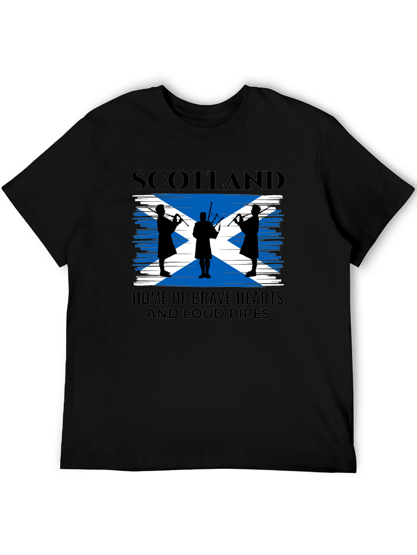 Scotland Flag Bagpipe Mens Graphic T-Shirt
