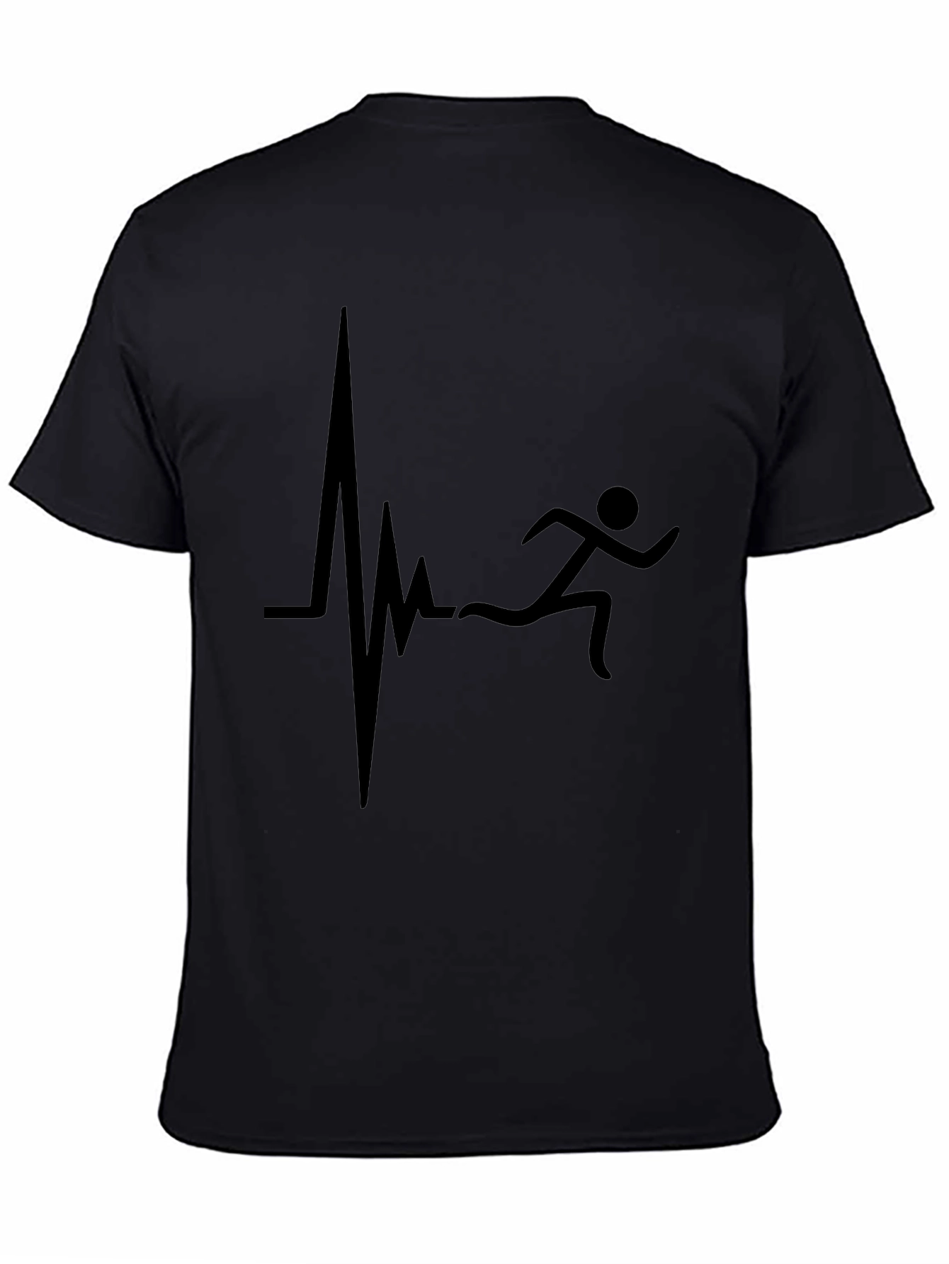 Runner Heartbeat Graphic Tee - Black Cotton T-Shirt