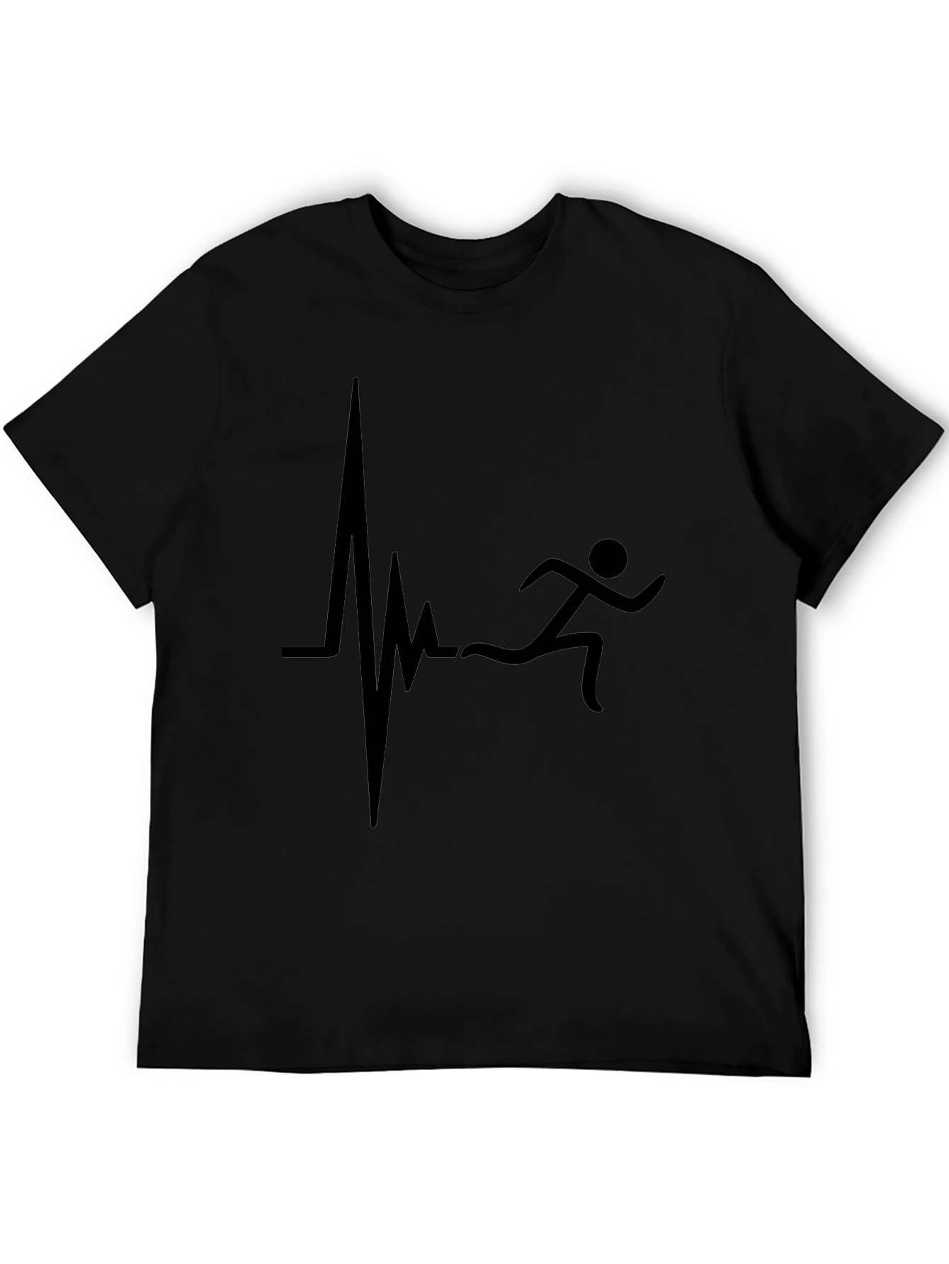Runner Heartbeat Graphic Tee - Black Cotton T-Shirt