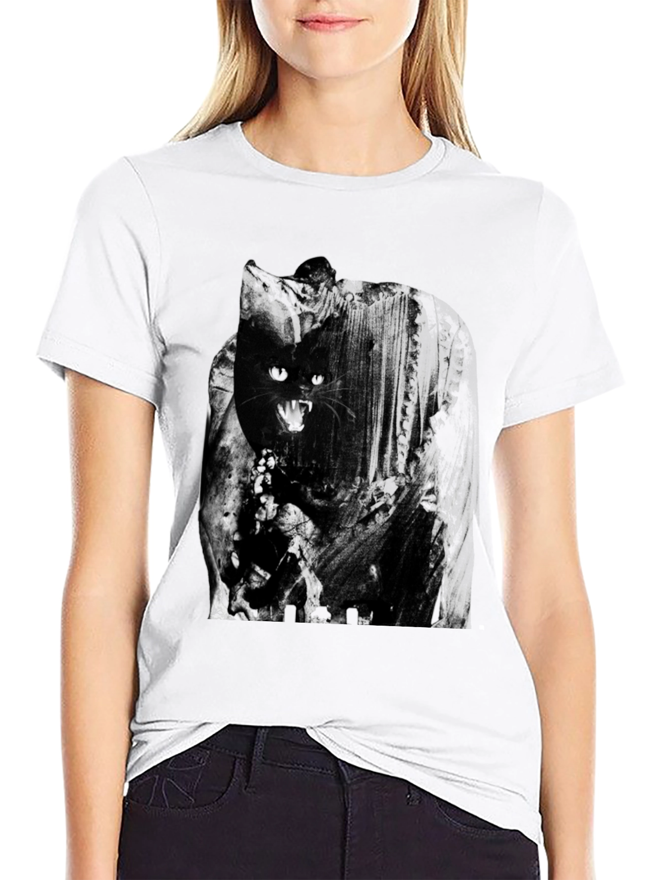 Mens Black Cat Graphic Tee