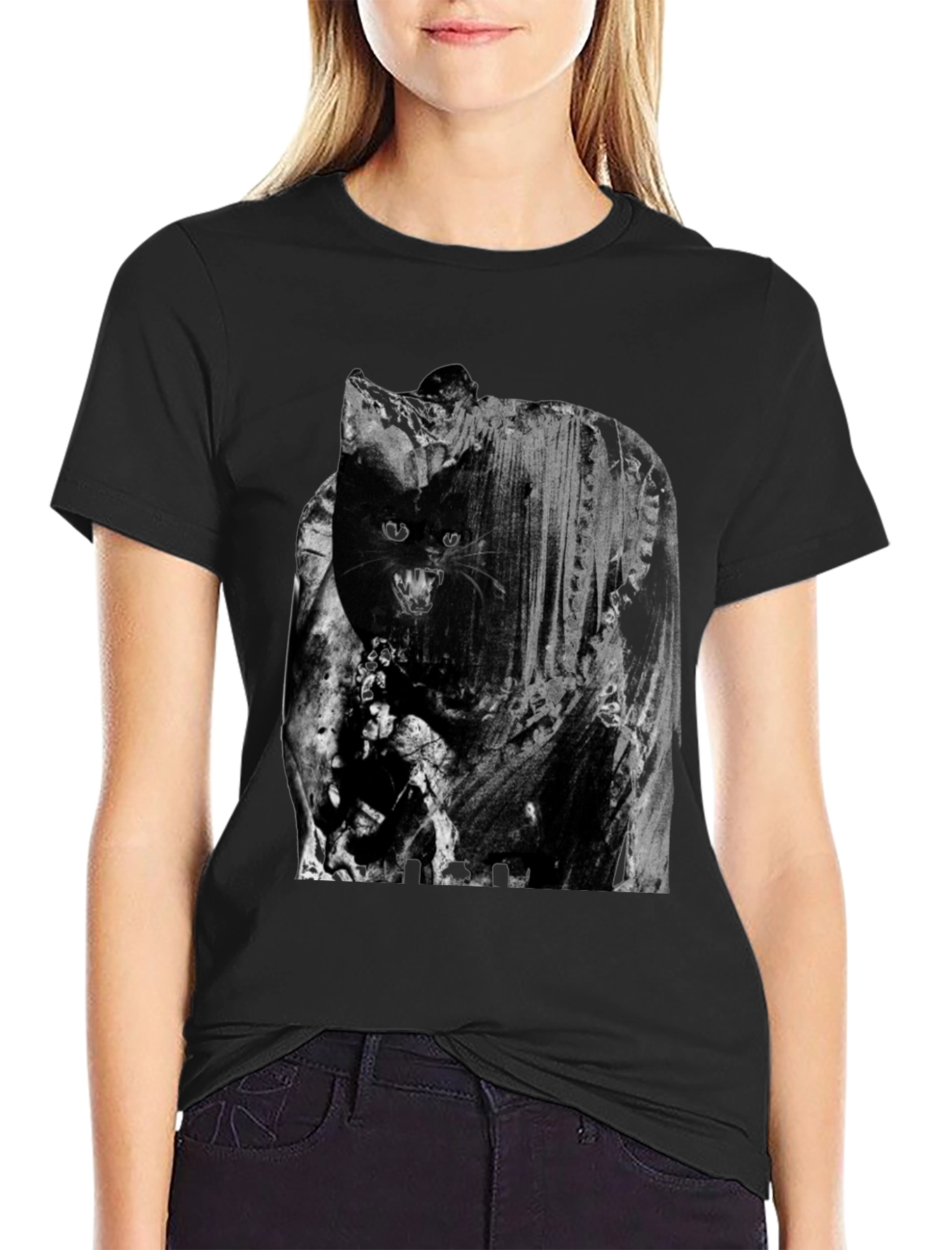 Mens Black Cat Graphic Tee