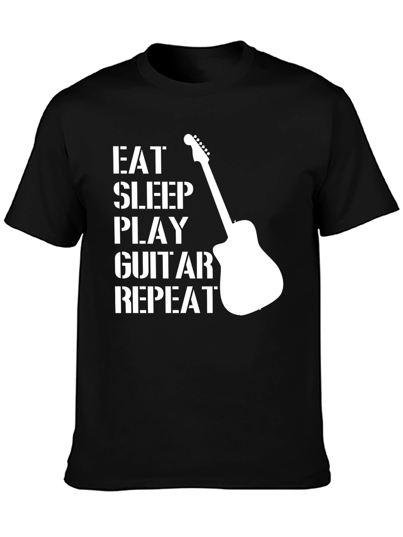Eat Sleep Play Guitar Repeat Black T-Shirt