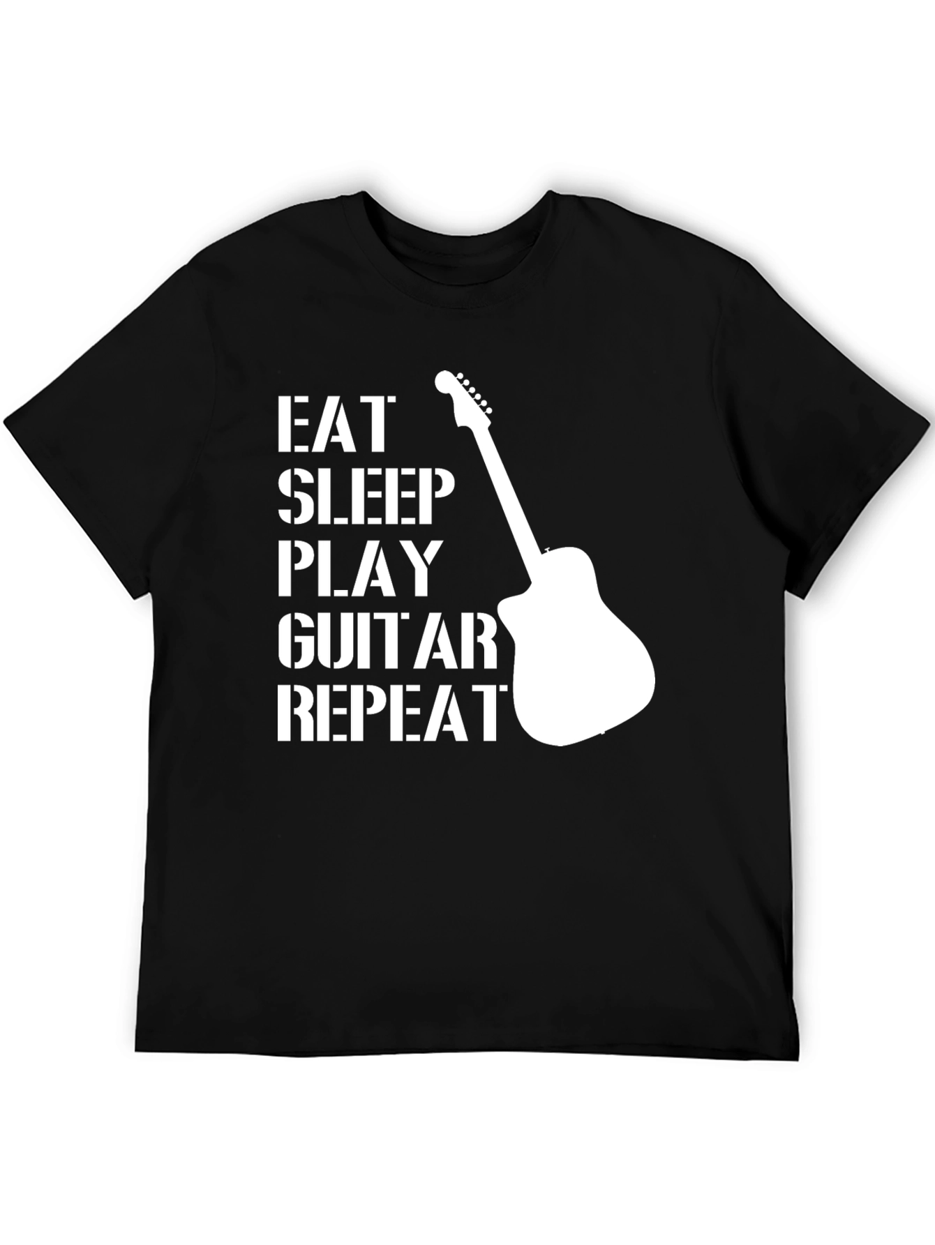 Eat Sleep Play Guitar Repeat Black T-Shirt