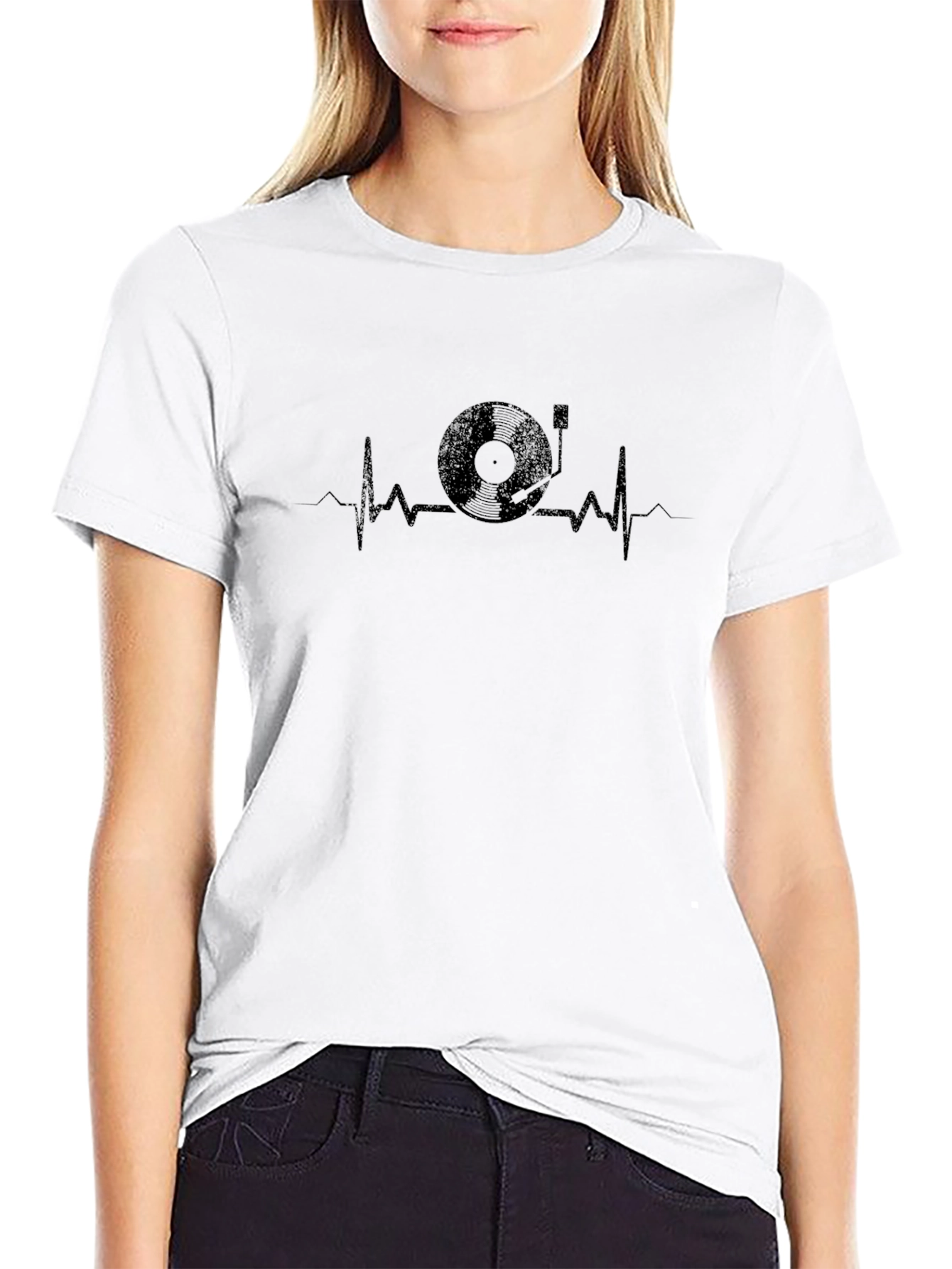 Vinyl Record Heartbeat Graphic T-Shirt