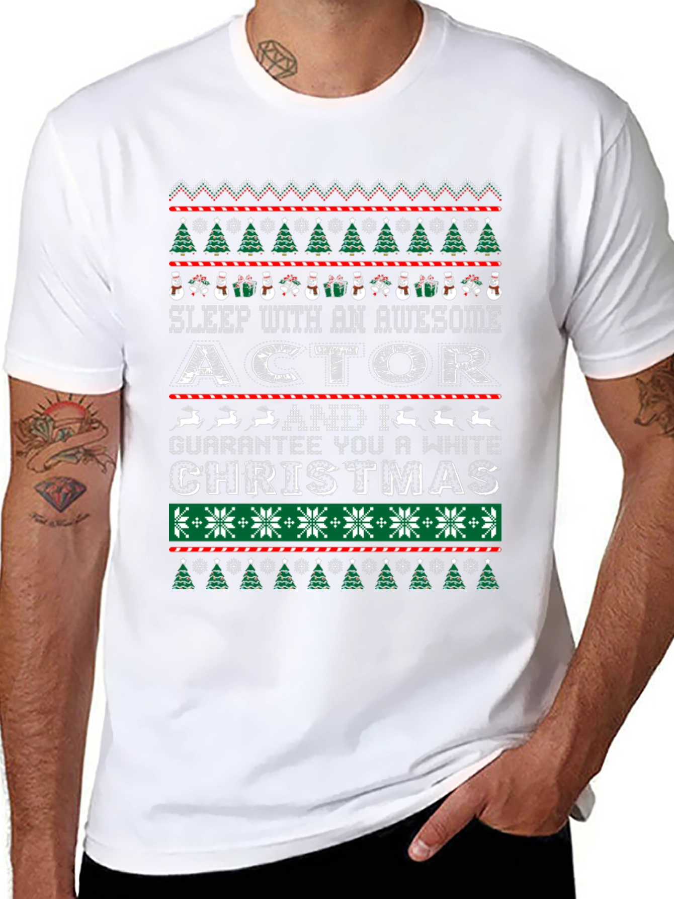 Awesome Actor White Christmas Ugly Sweater T-Shirt