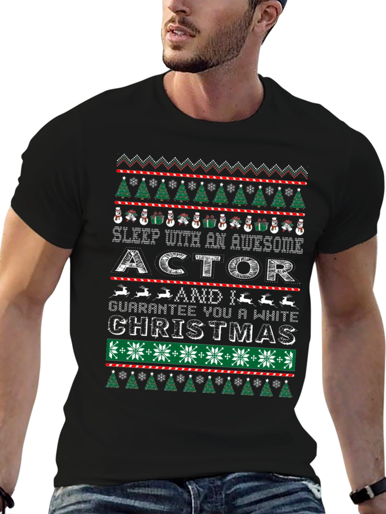 Awesome Actor White Christmas Ugly Sweater T-Shirt