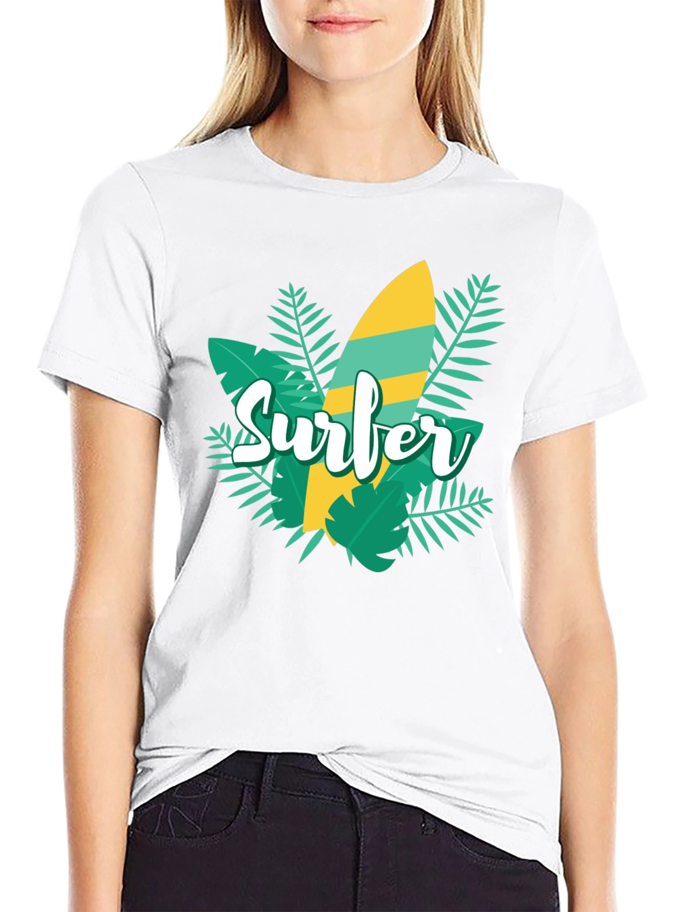 Surfer Graphic Tee - Tropical Surfboard Design