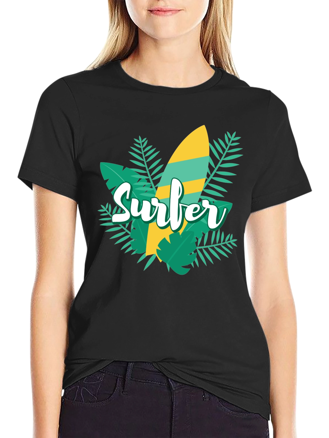 Surfer Graphic Tee - Tropical Surfboard Design