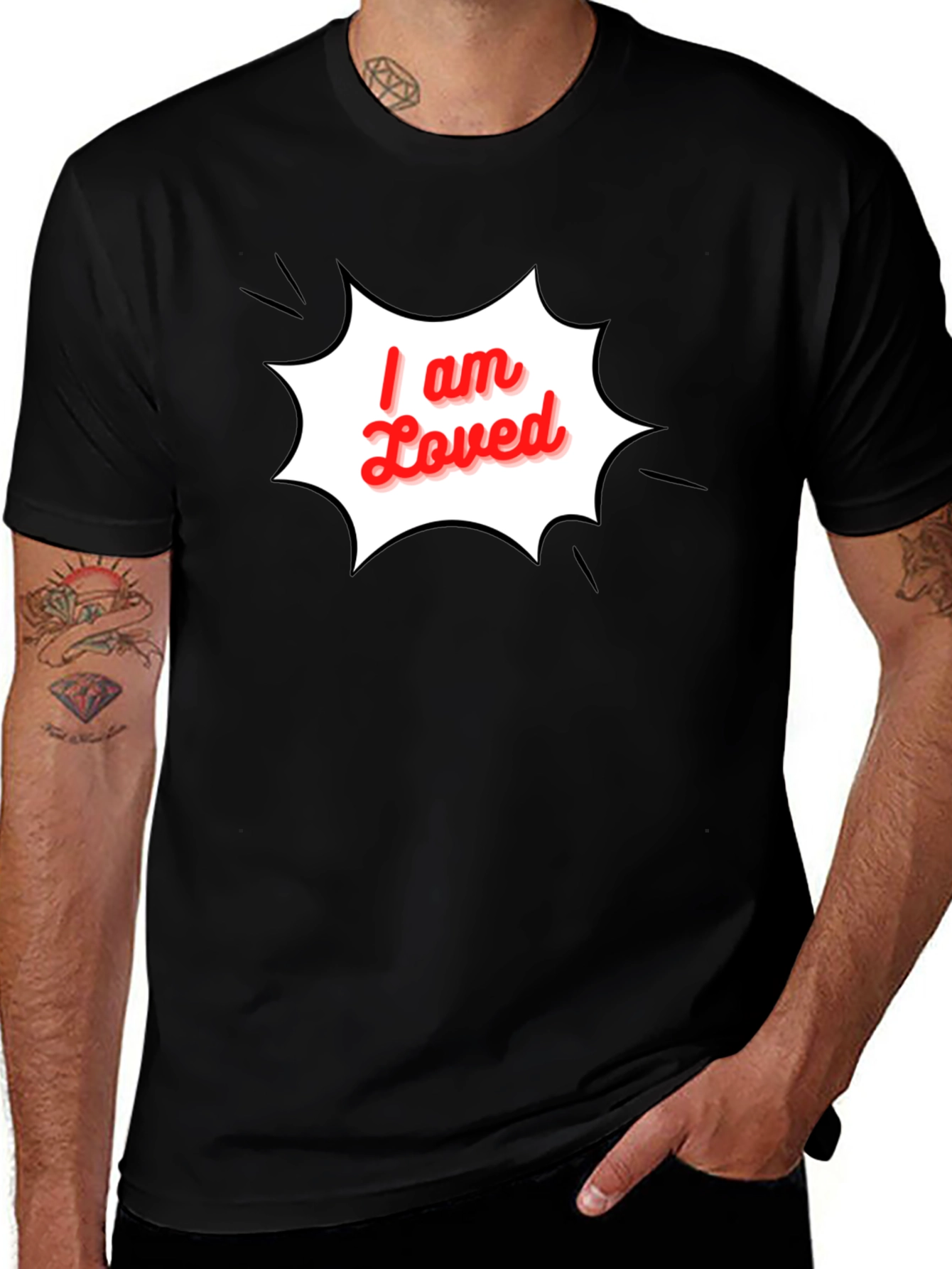 I am Loved T-Shirt - Stylish Black Graphic Tee