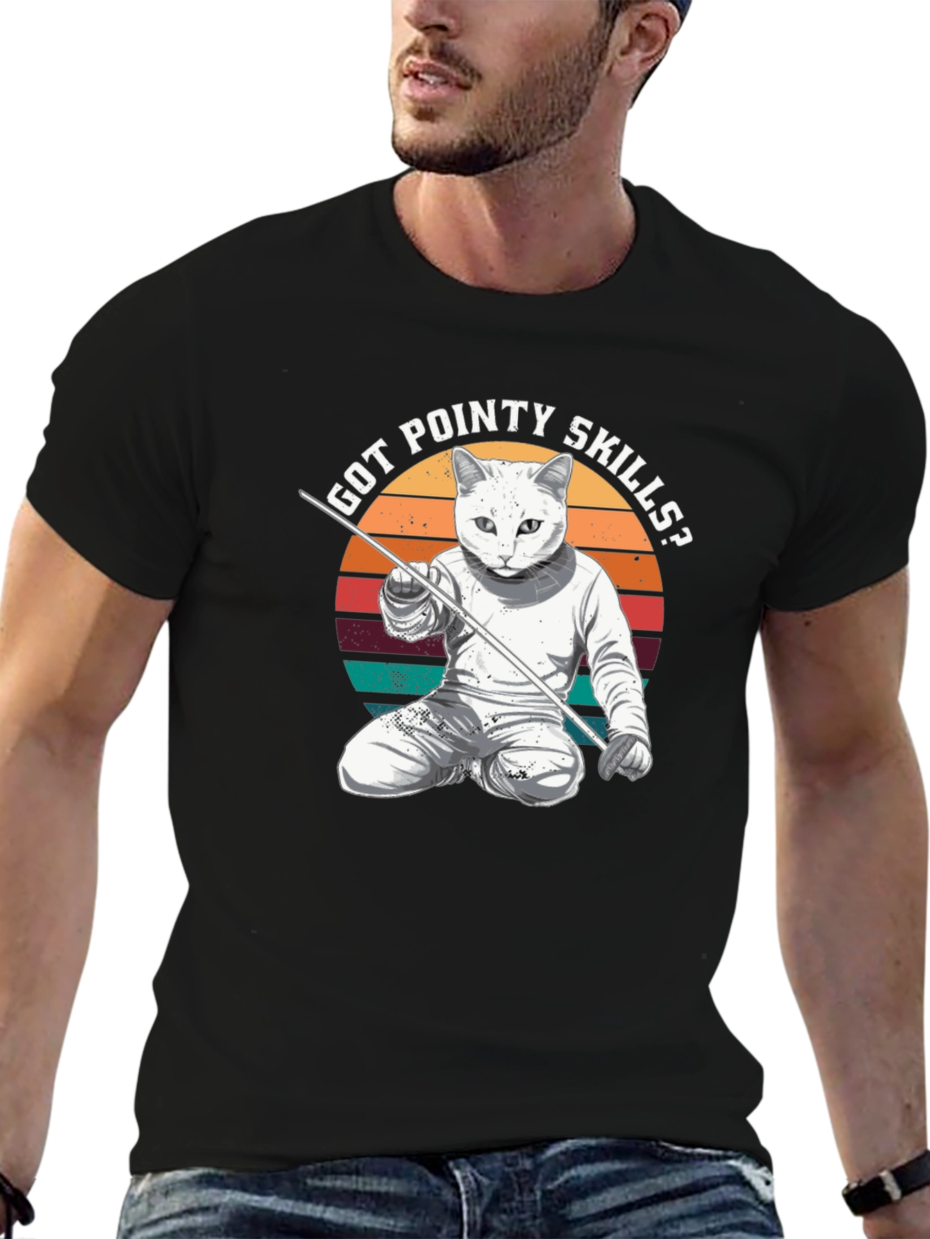 Got Pointy Skills? Fencing Cat T-Shirt