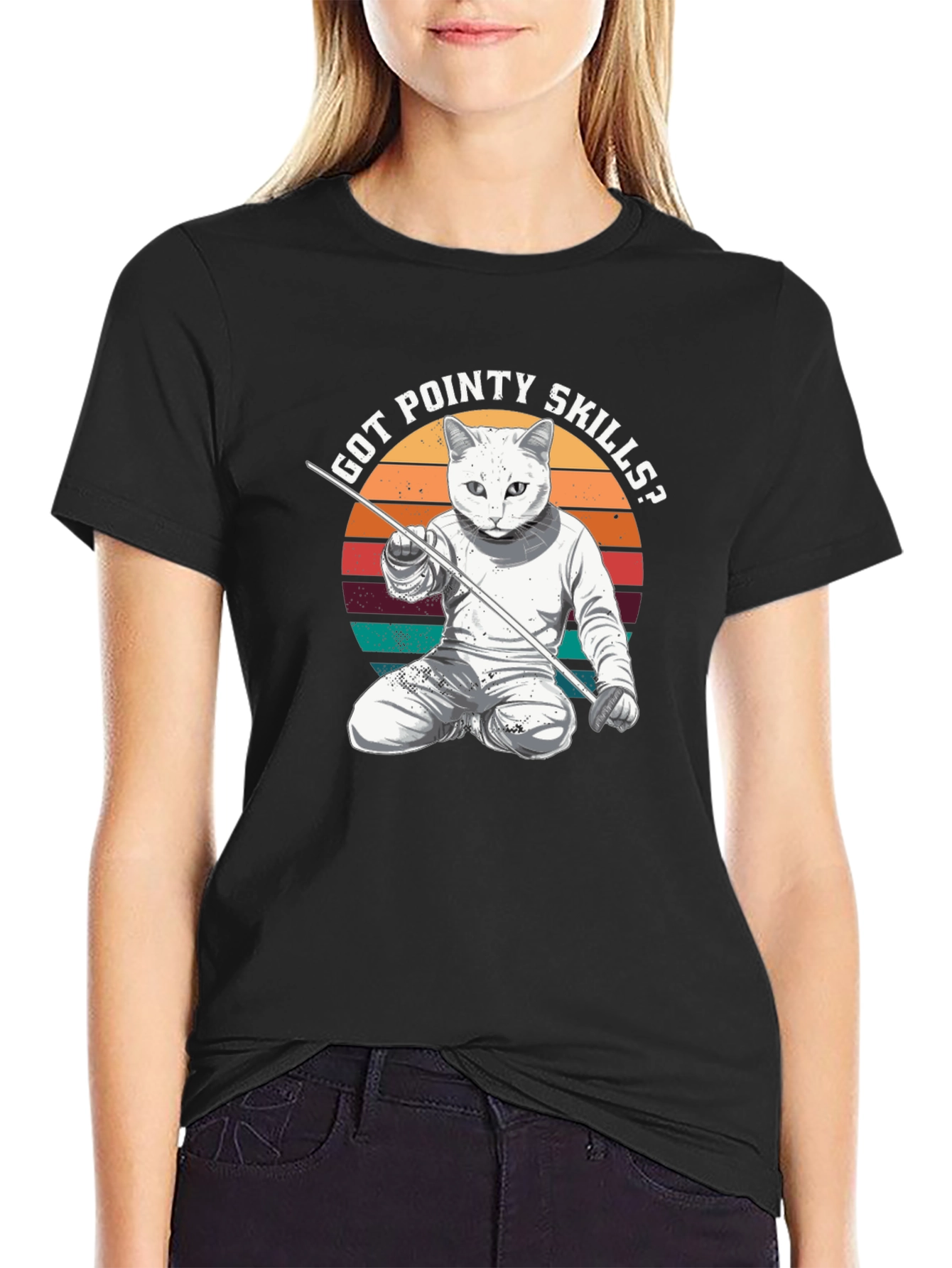 Got Pointy Skills? Fencing Cat T-Shirt