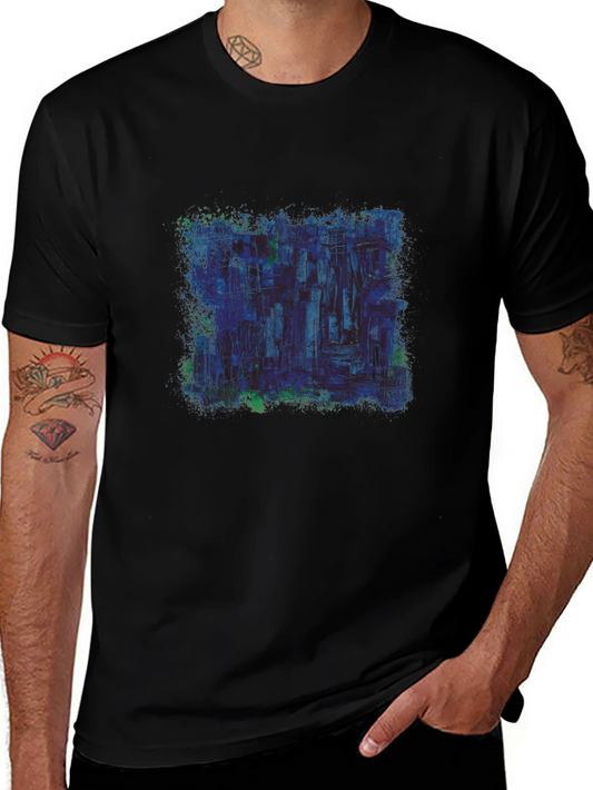 Abstract Art Graphic Print Black Tee