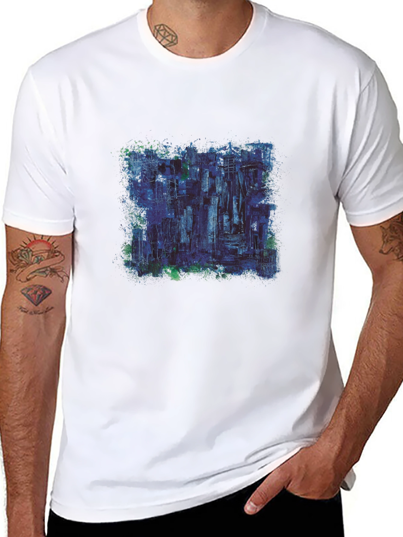 Abstract Art Graphic Print Black Tee