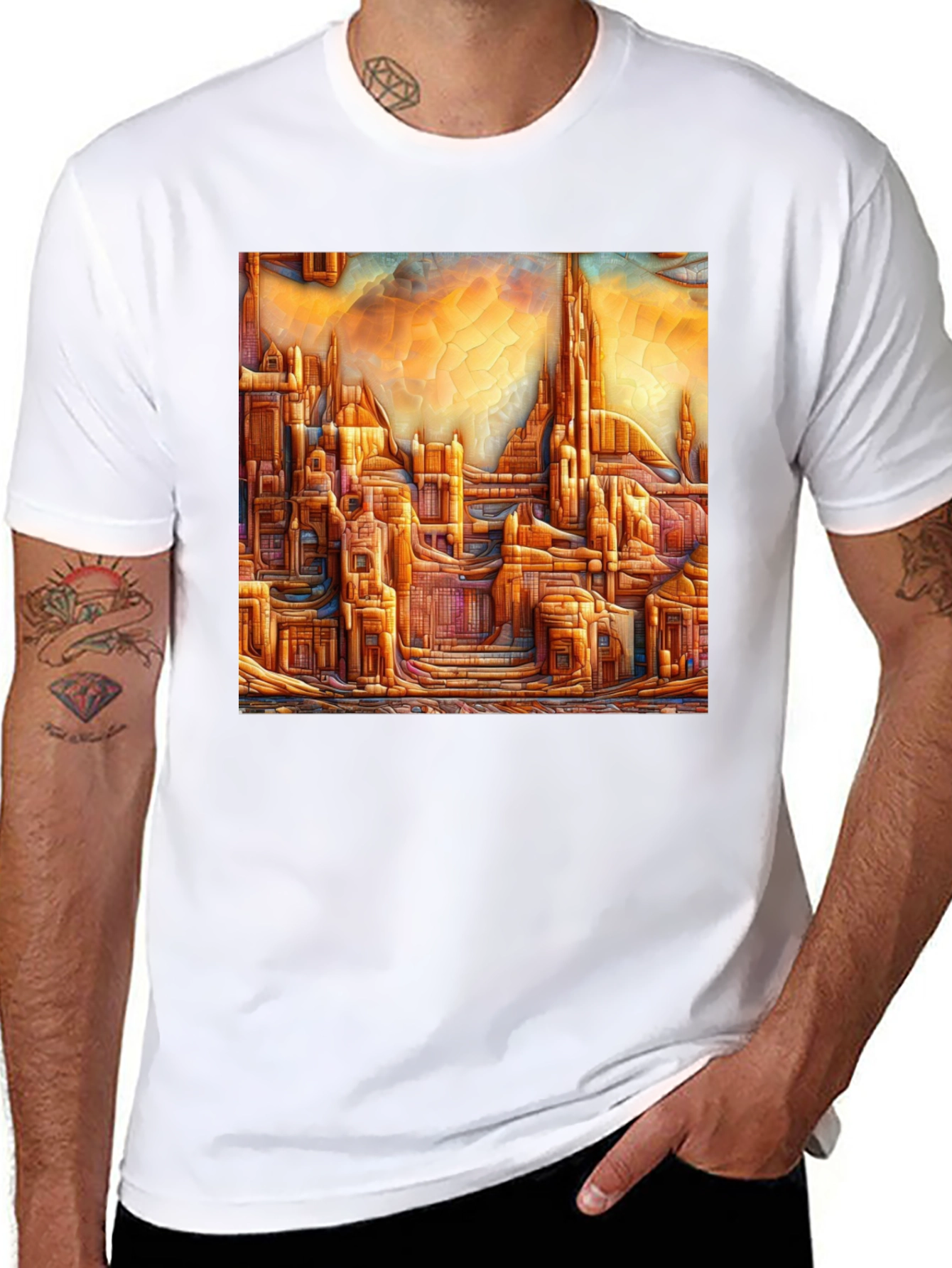 Abstract Cityscape Graphic Tee - Artistic Comfort