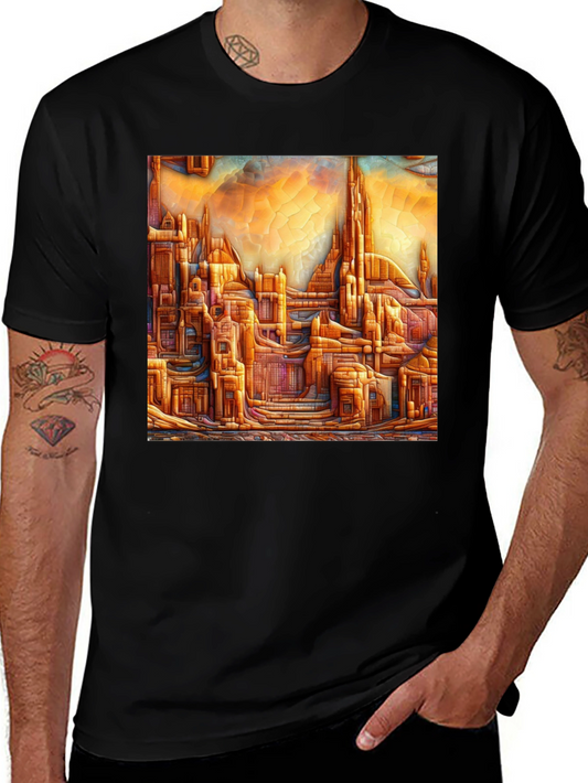 Abstract Cityscape Graphic Tee - Artistic Comfort