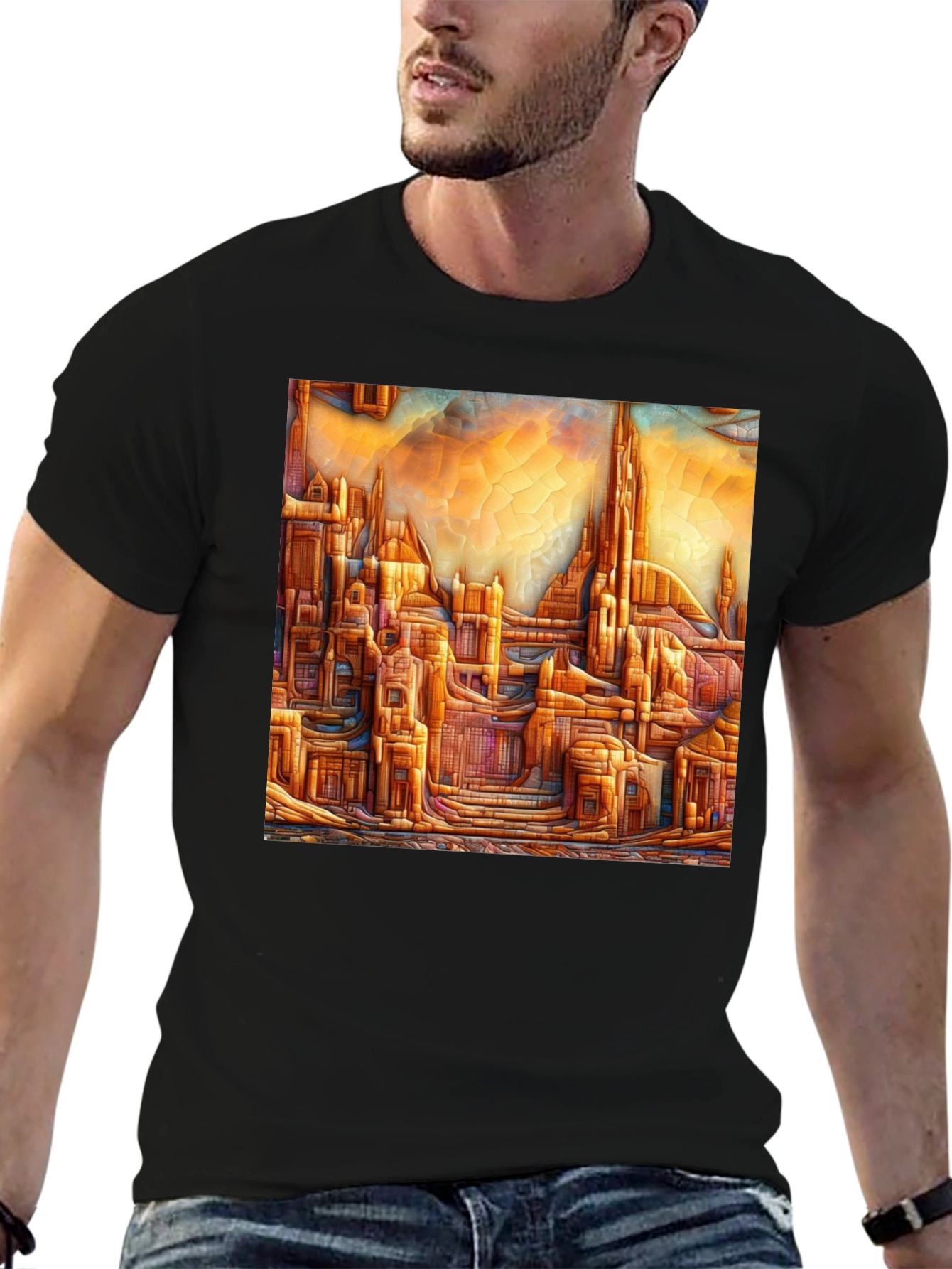 Abstract Cityscape Graphic Tee - Artistic Comfort