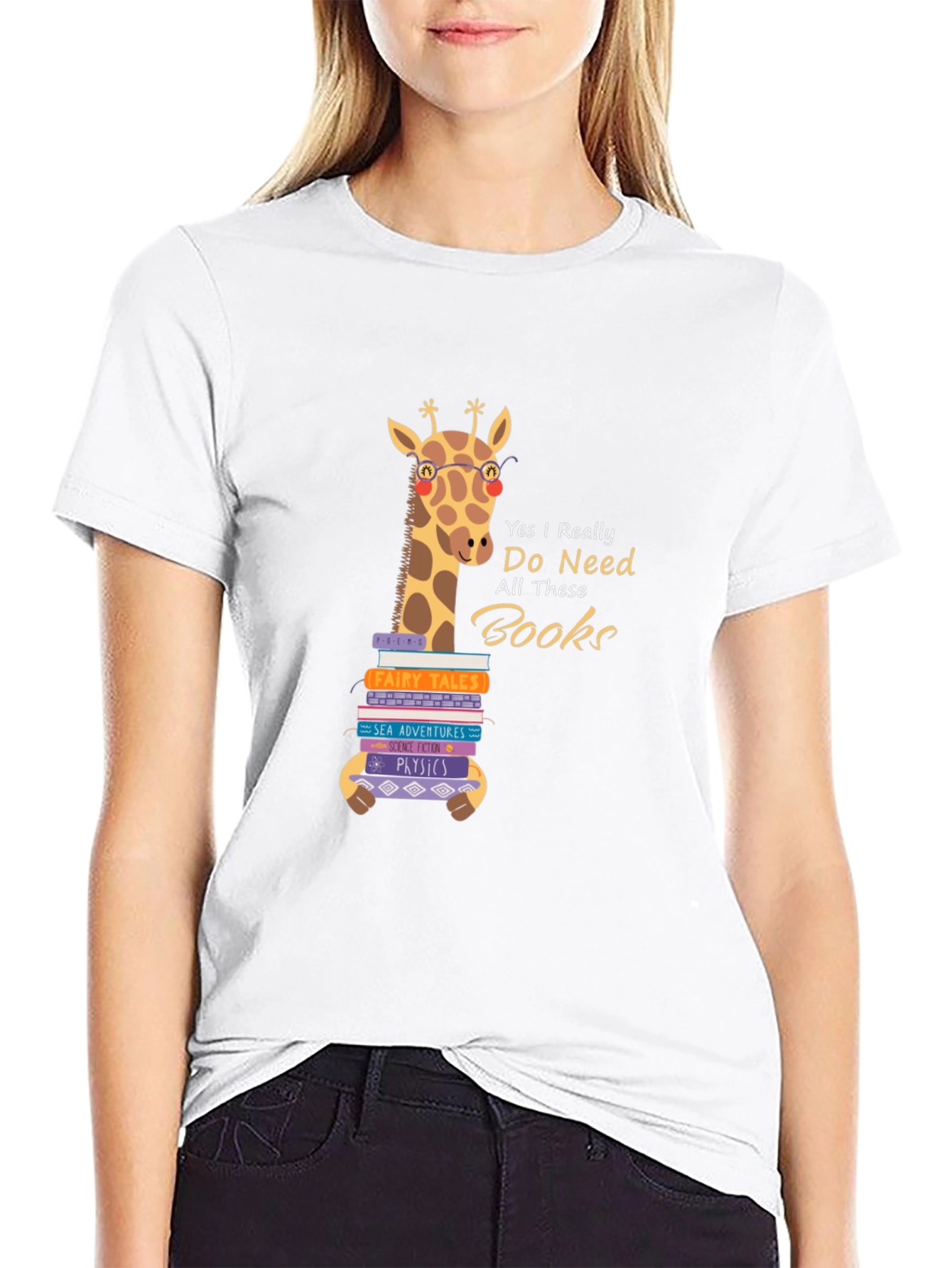 Giraffe Book Lover T-Shirt - Reader Gift