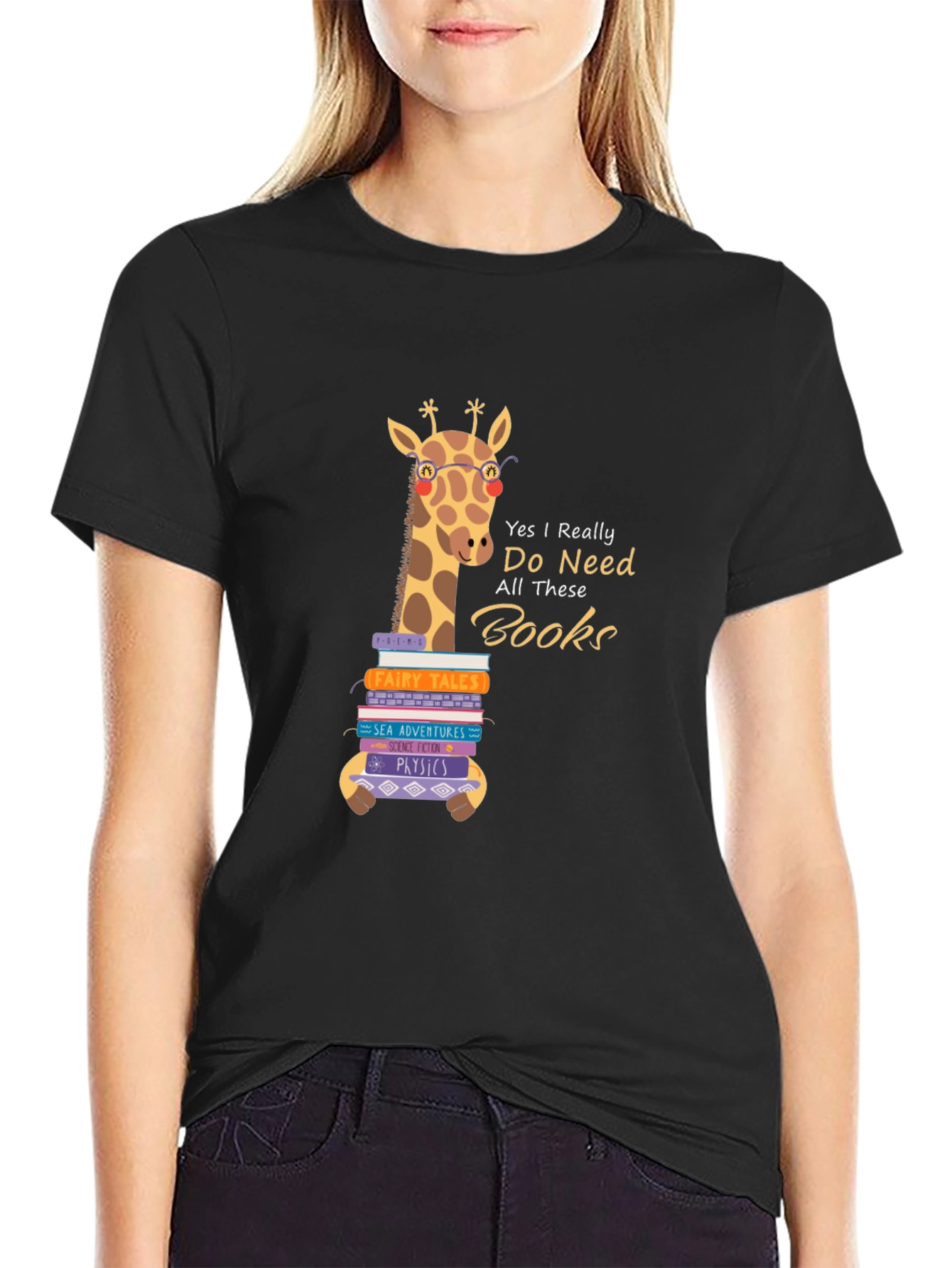 Giraffe Book Lover T-Shirt - Reader Gift