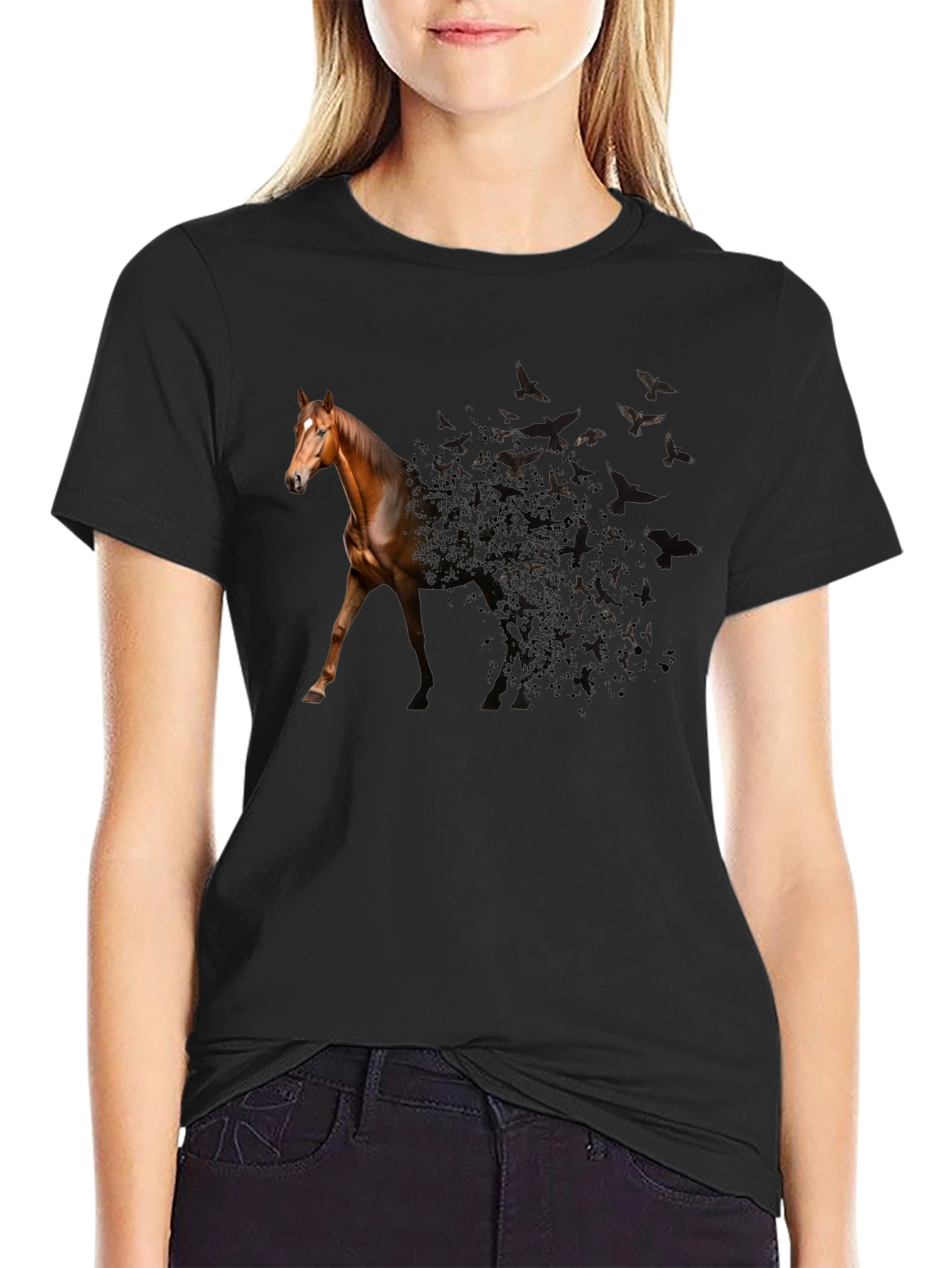Horse to Birds Black Graphic Tee