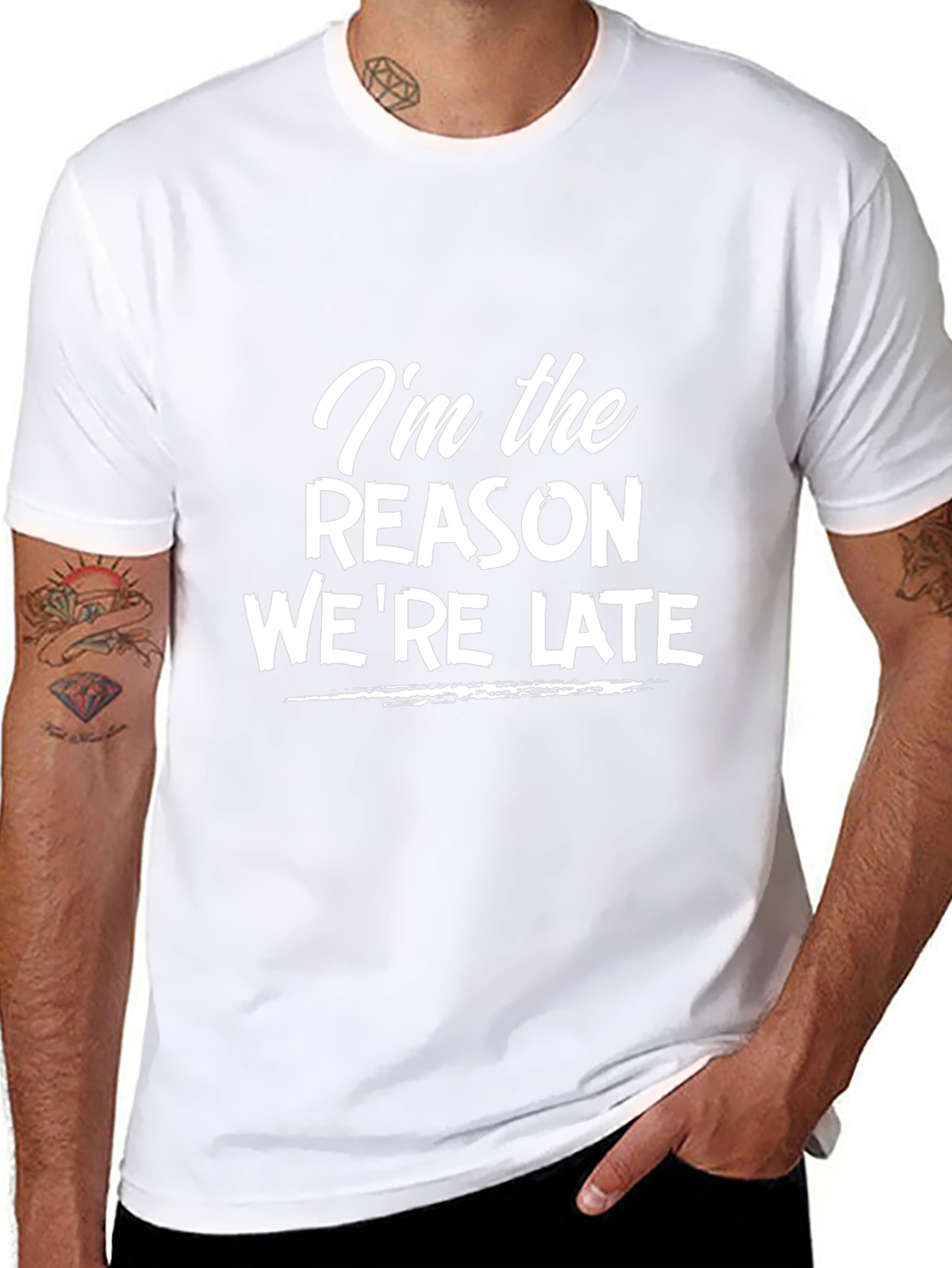 Humorous Im the Reason Were Late Black T-Shirt