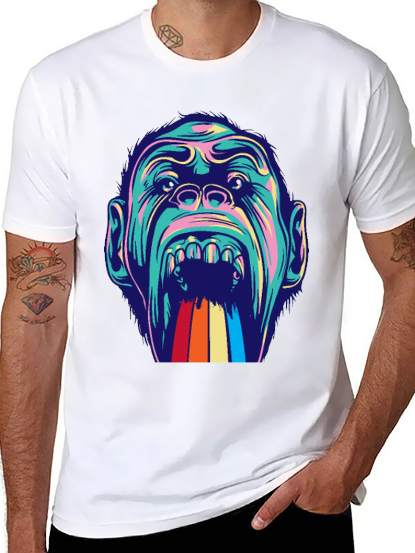Retro Gorilla Graphic Tee - Mens Black T-Shirt