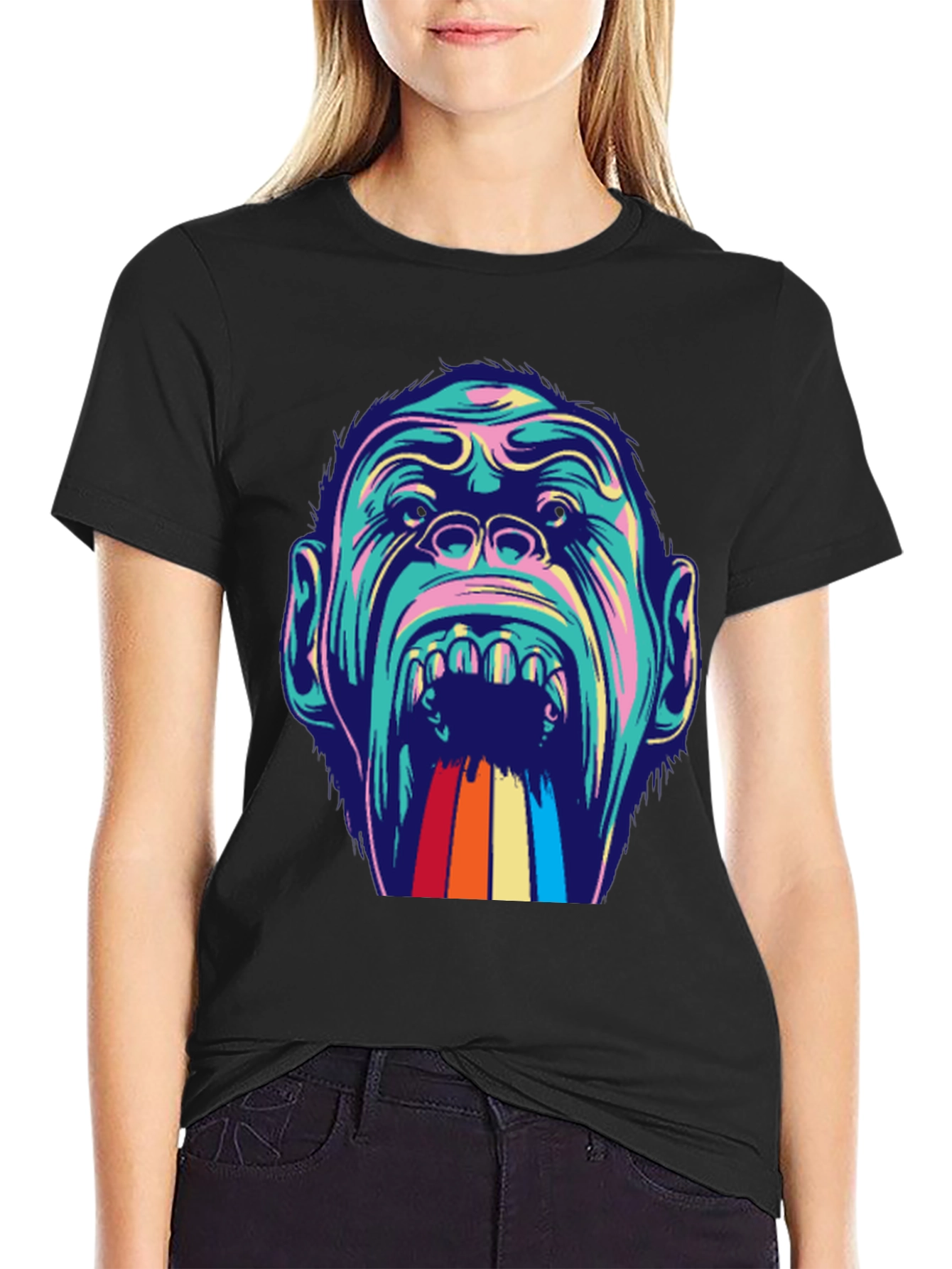 Retro Gorilla Graphic Tee - Mens Black T-Shirt