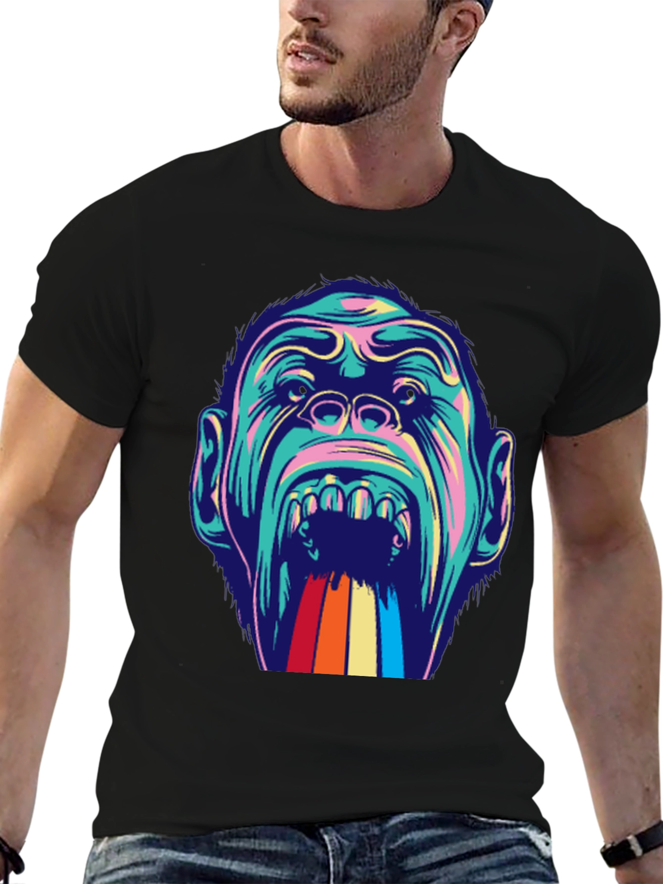 Retro Gorilla Graphic Tee - Mens Black T-Shirt