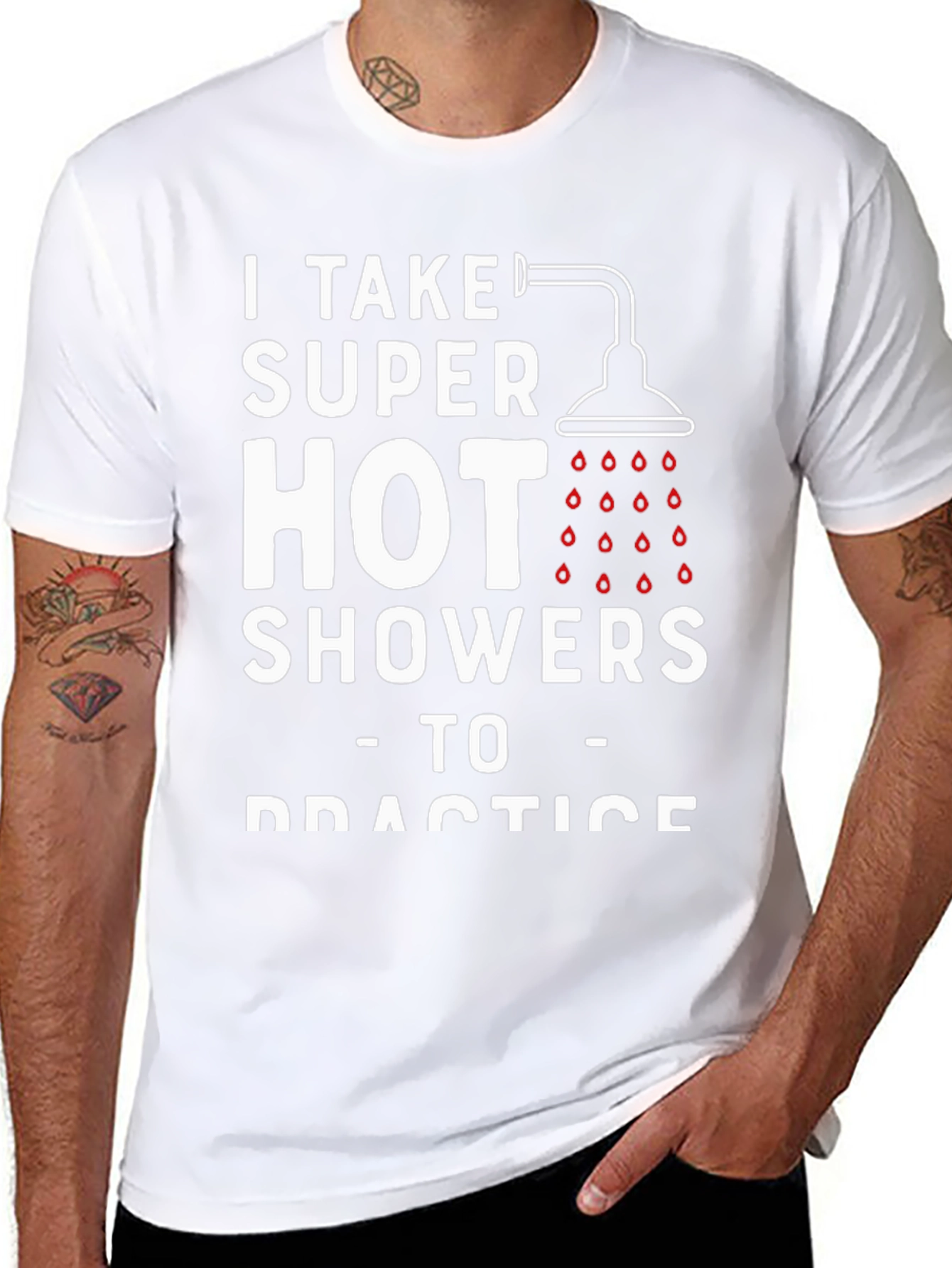 Humorous Hot Showers Graphic T-Shirt