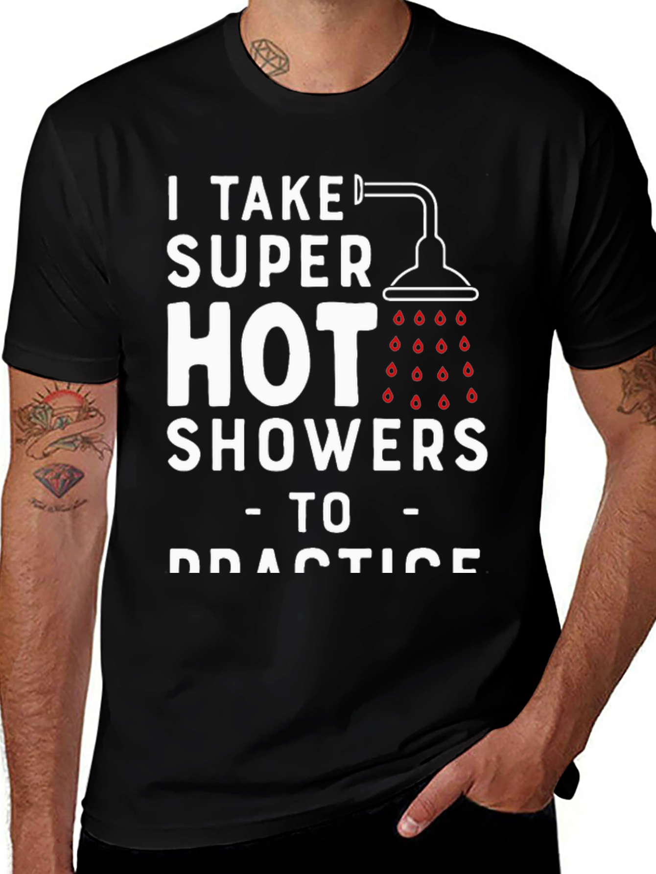 Humorous Hot Showers Graphic T-Shirt