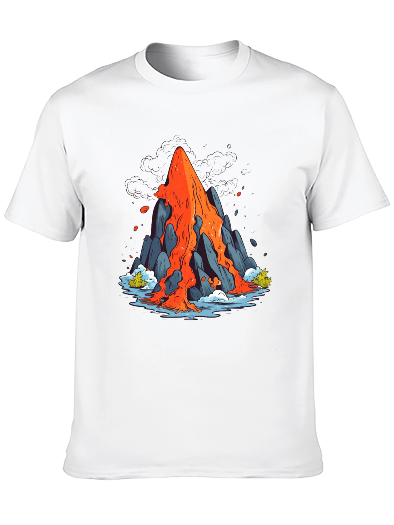 Volcano Lava Flow Graphic Tee - Black Cotton