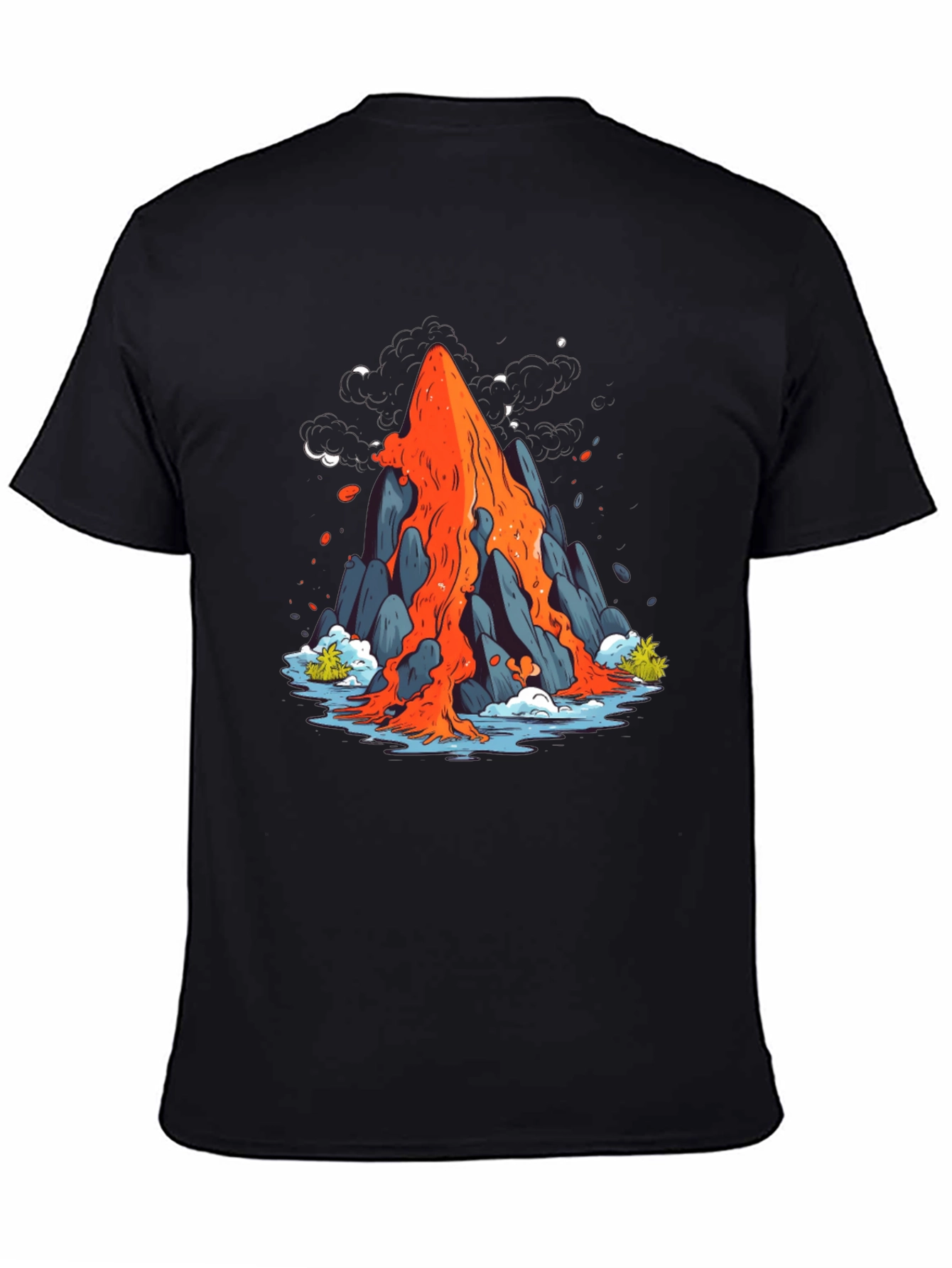 Volcano Lava Flow Graphic Tee - Black Cotton