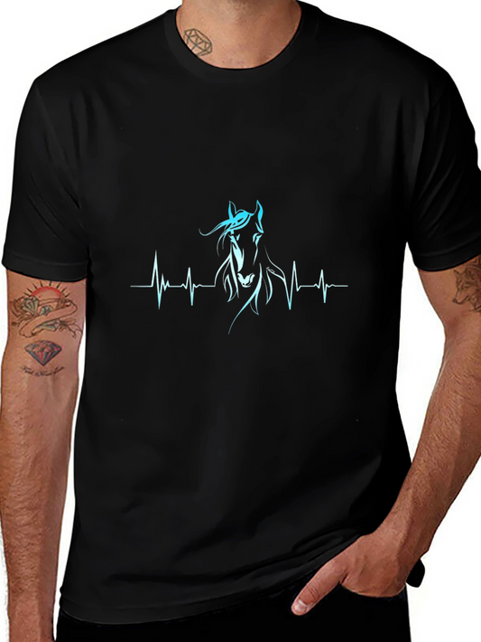 Horse Heartbeat T-Shirt - Mens Black Tee