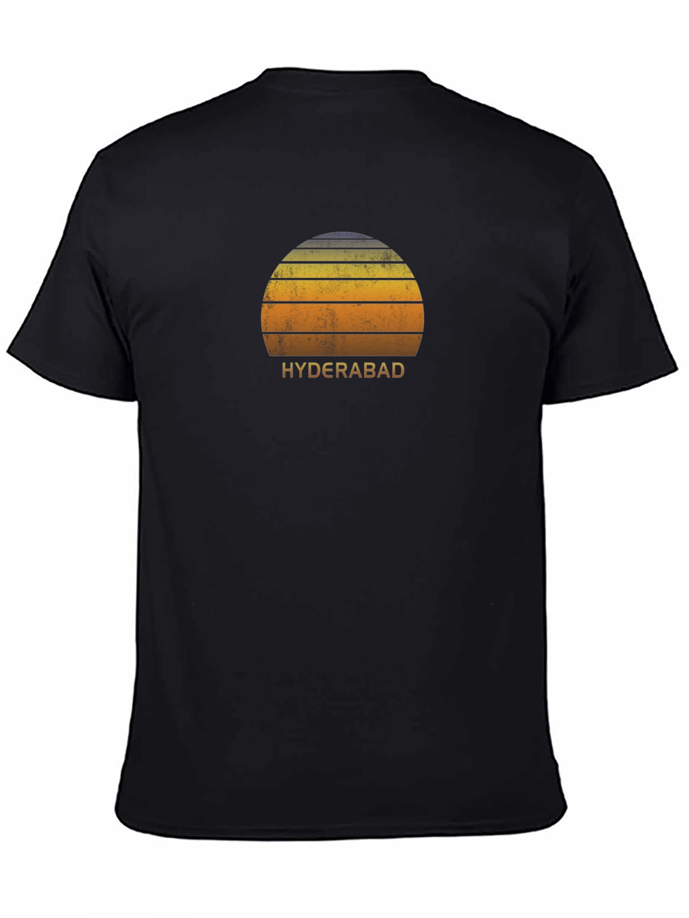 Hyderabad Sunset Graphic Tee - Retro Style Black T-Shirt