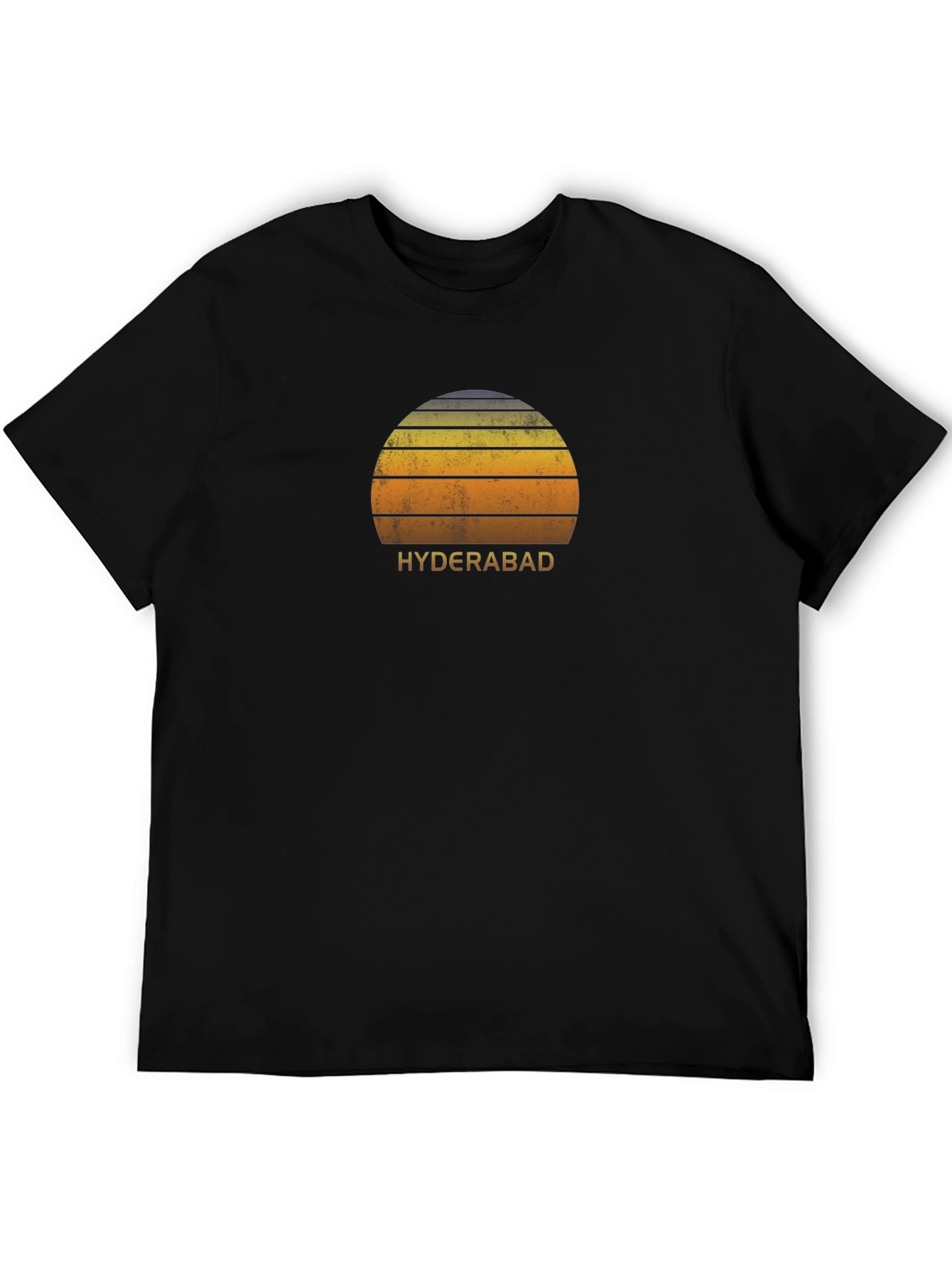 Hyderabad Sunset Graphic Tee - Retro Style Black T-Shirt