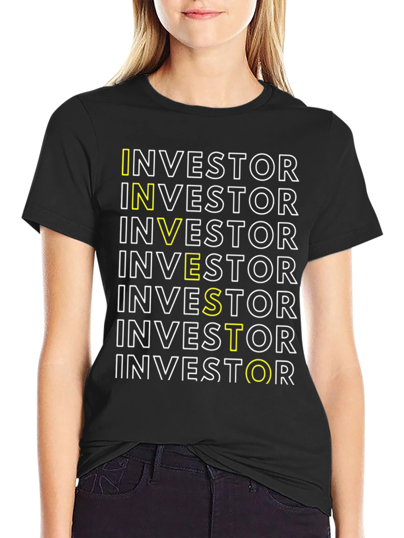 Investor Word Art Black T-Shirt