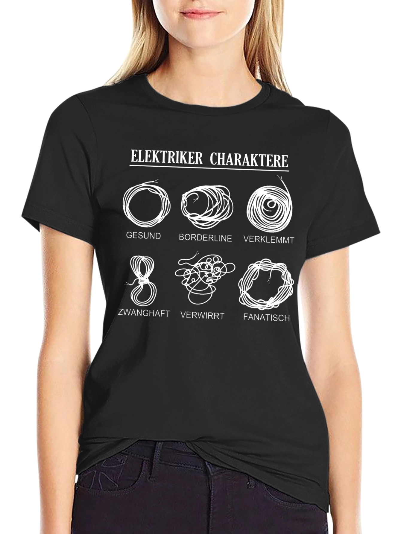 Elektriker Charaktere T-Shirt - Funny Electrician Tee