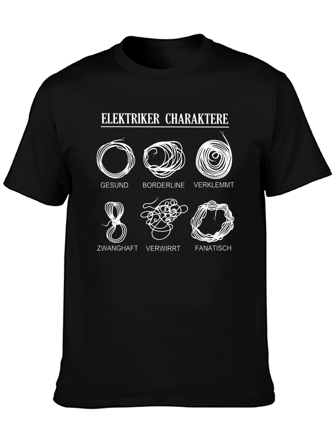 Elektriker Charaktere T-Shirt - Funny Electrician Tee