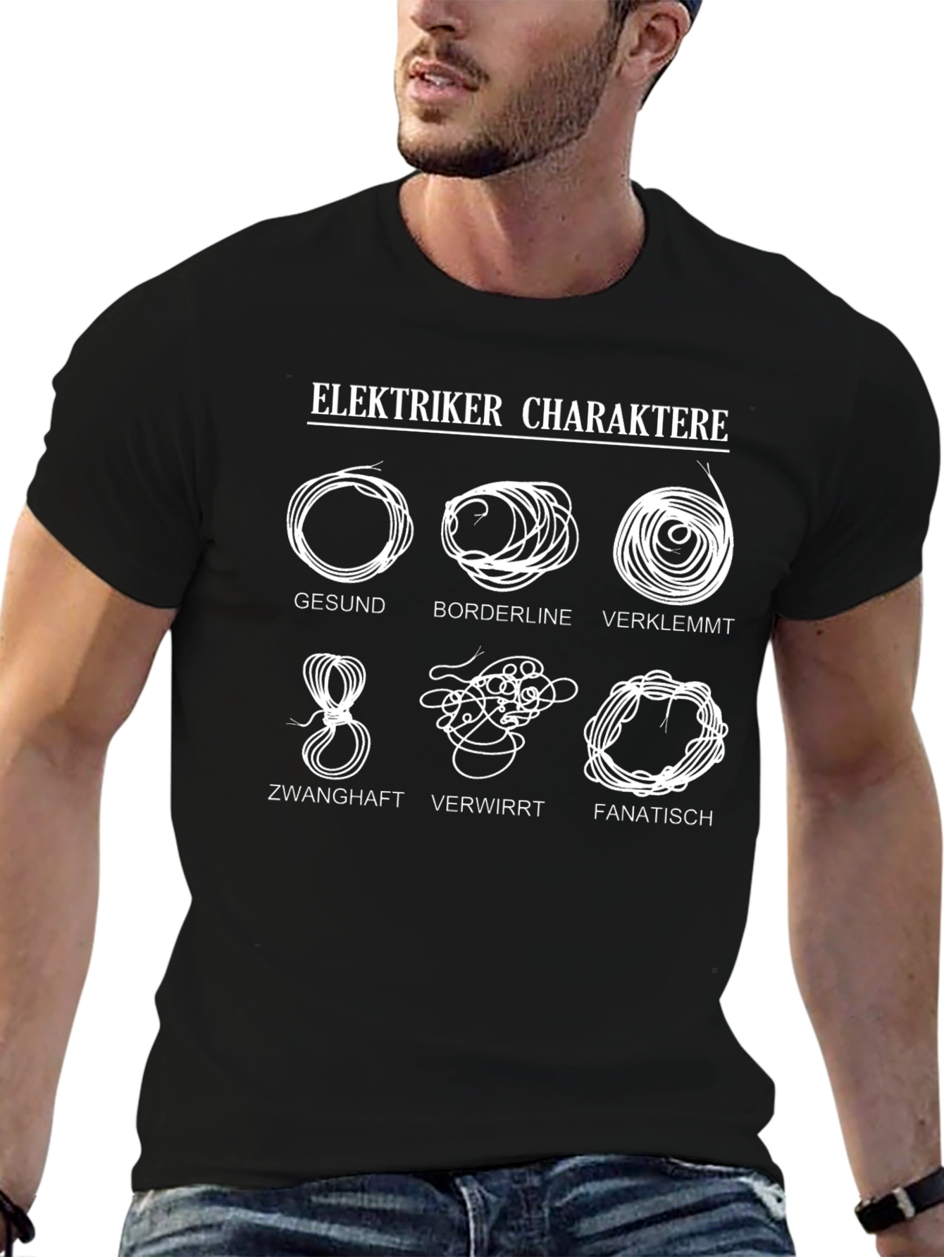 Elektriker Charaktere T-Shirt - Funny Electrician Tee