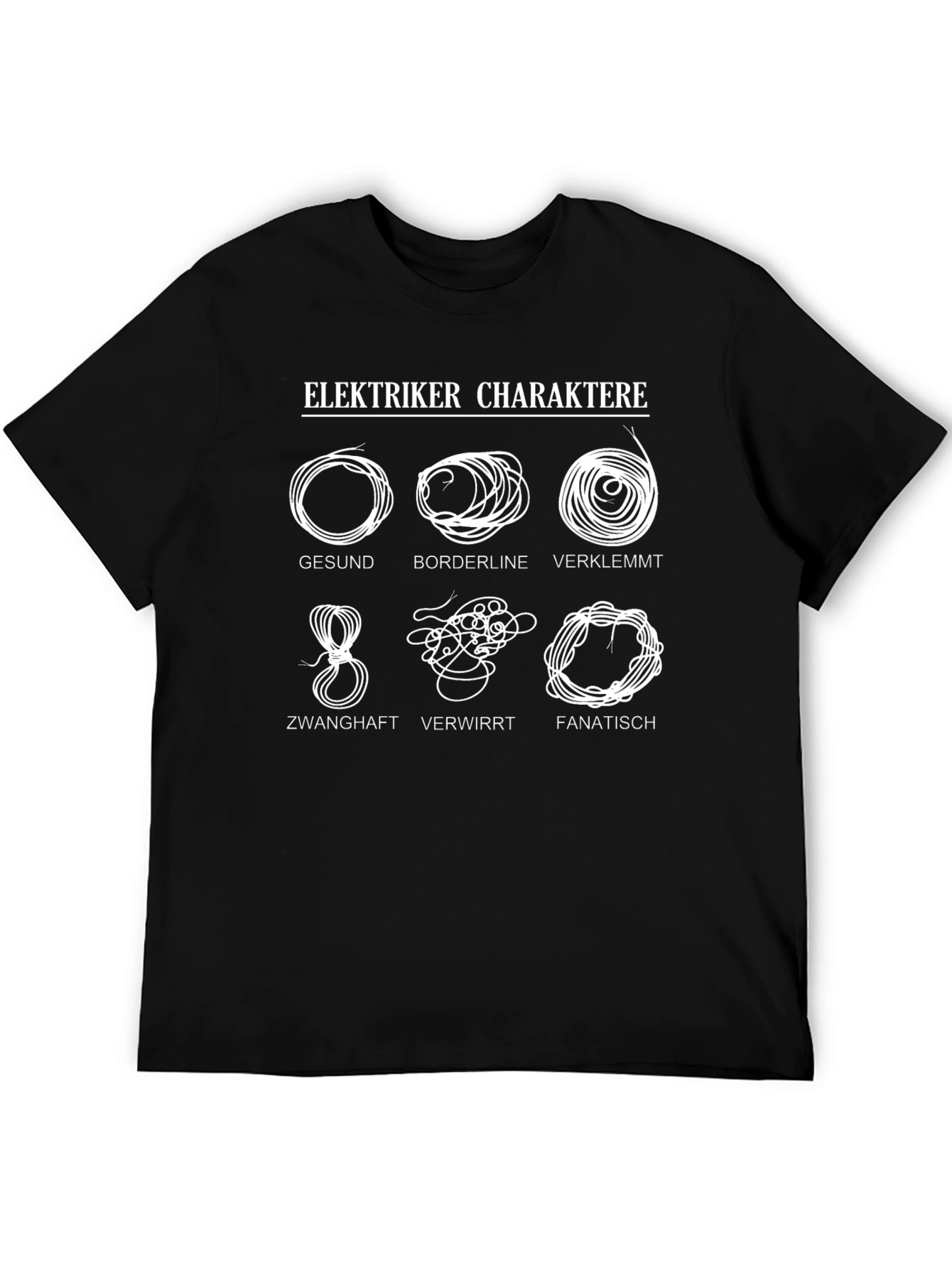 Elektriker Charaktere T-Shirt - Funny Electrician Tee