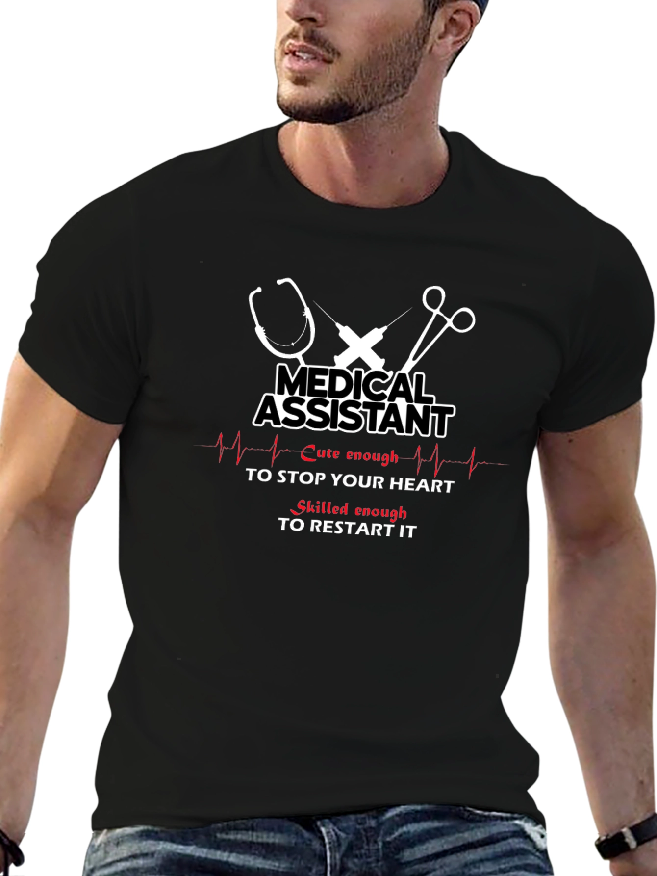 Medical Assistant Heartbeat T-Shirt - Funny MA Tee