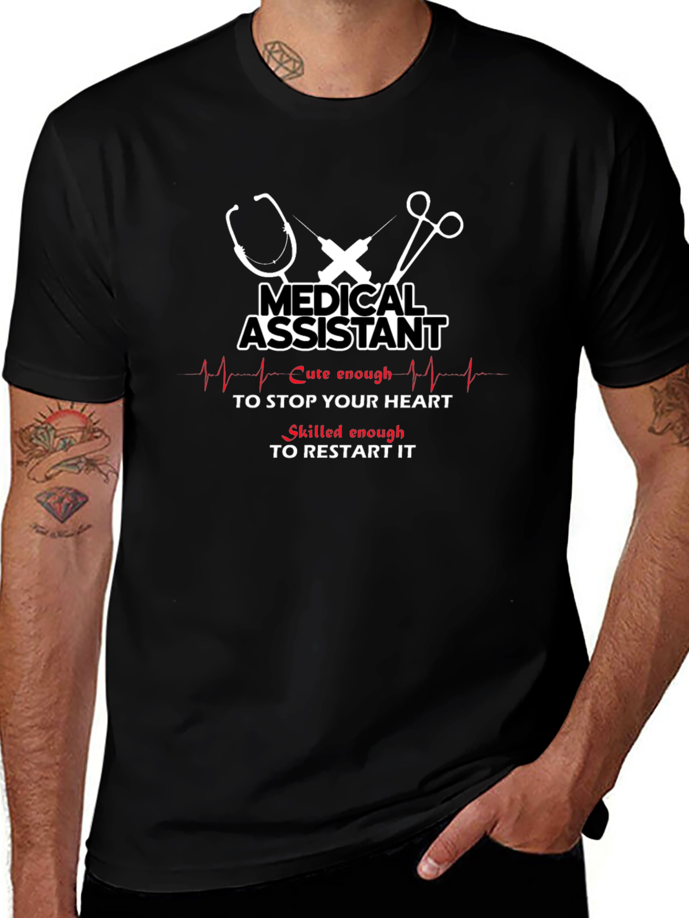 Medical Assistant Heartbeat T-Shirt - Funny MA Tee