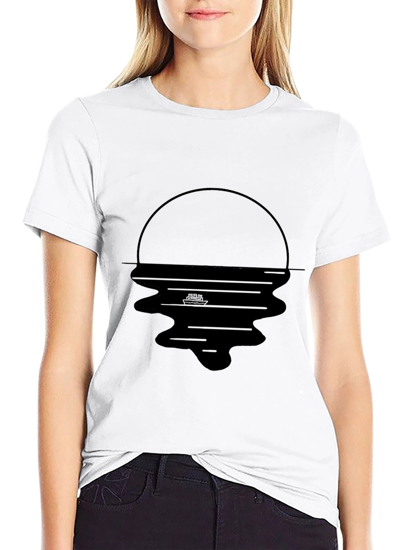 Black Graphic Tee - Sunset Reflection