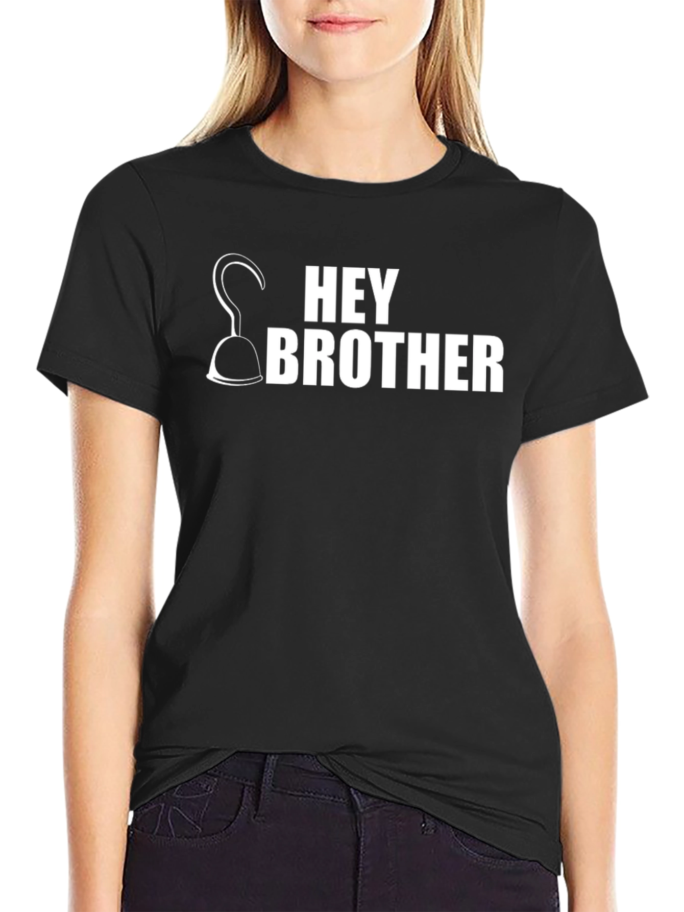 Hey Brother Hook Graphic Tee - Black Cotton T-Shirt