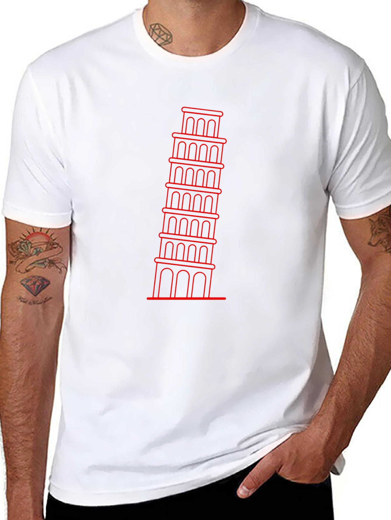 Leaning Tower of Pisa Graphic Tee - Black