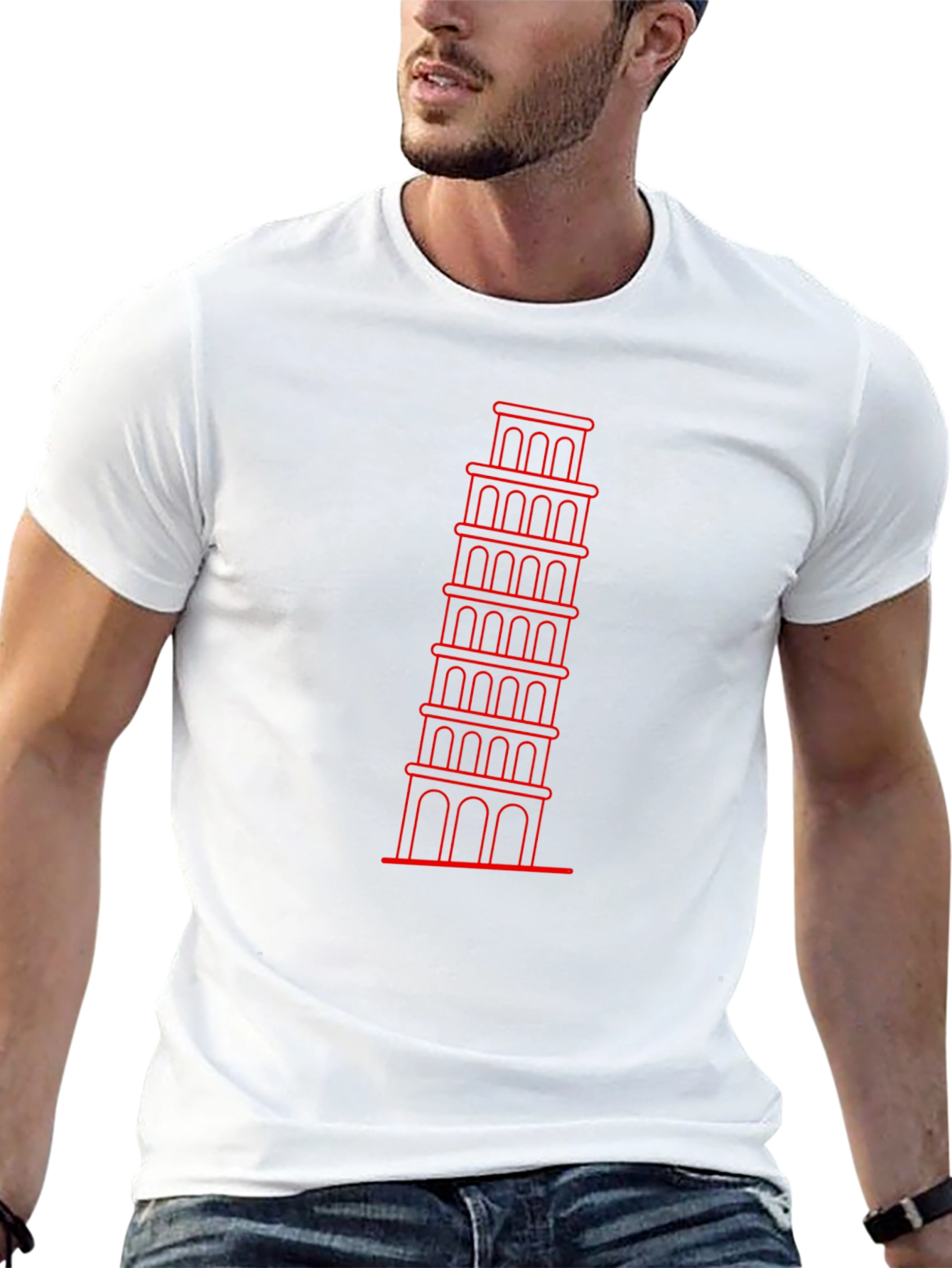 Leaning Tower of Pisa Graphic Tee - Black
